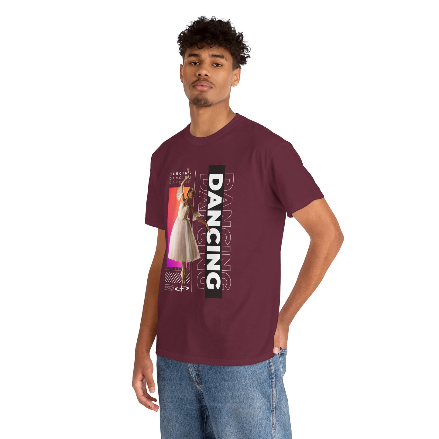 “Dancing” Streetwear-Inspired Female Dancer Unisex Heavy Cotton Tee – Urban Dance Graphic T-Shirt for Performers and Dance Lovers
