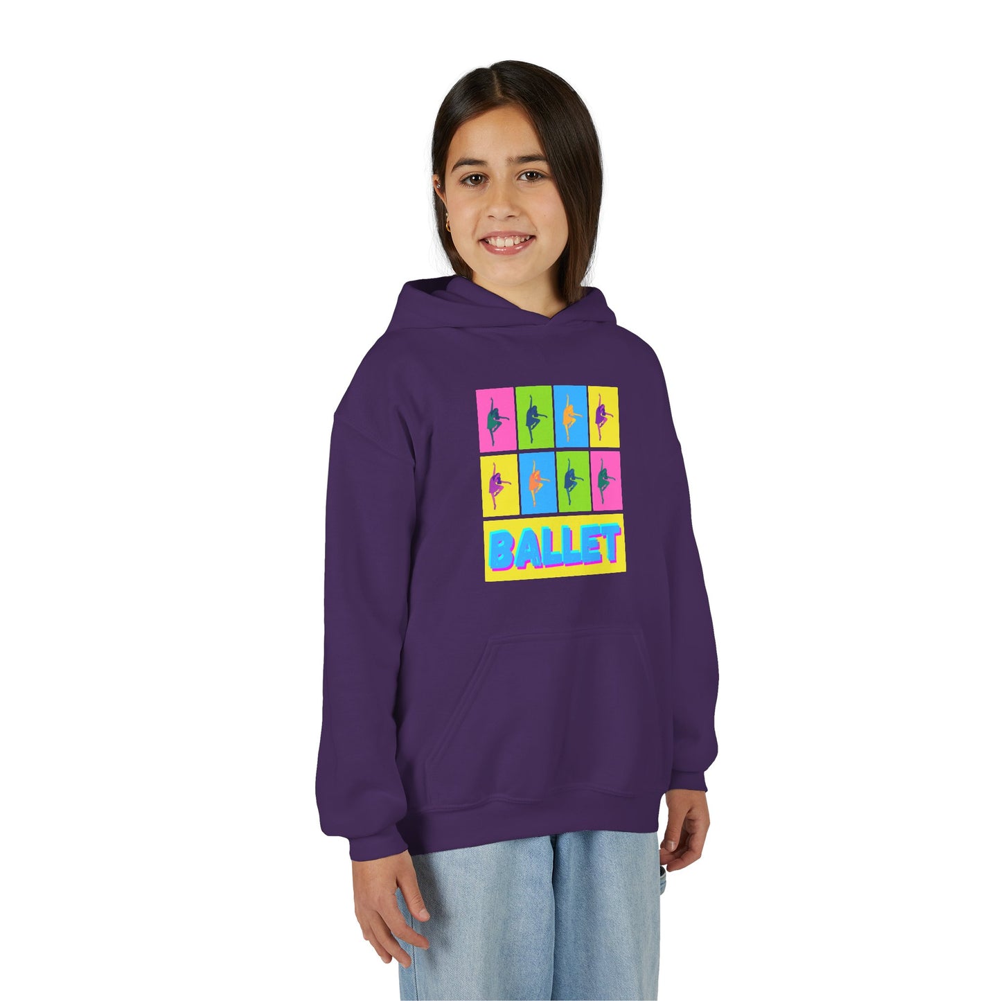 “Ballet” Pop Art Inspired Design with Ballet Dancer Graphics | Streetwear Ballet Hoodie for Kids & Young Dance Enthusiasts | Unisex Youth Hoodie