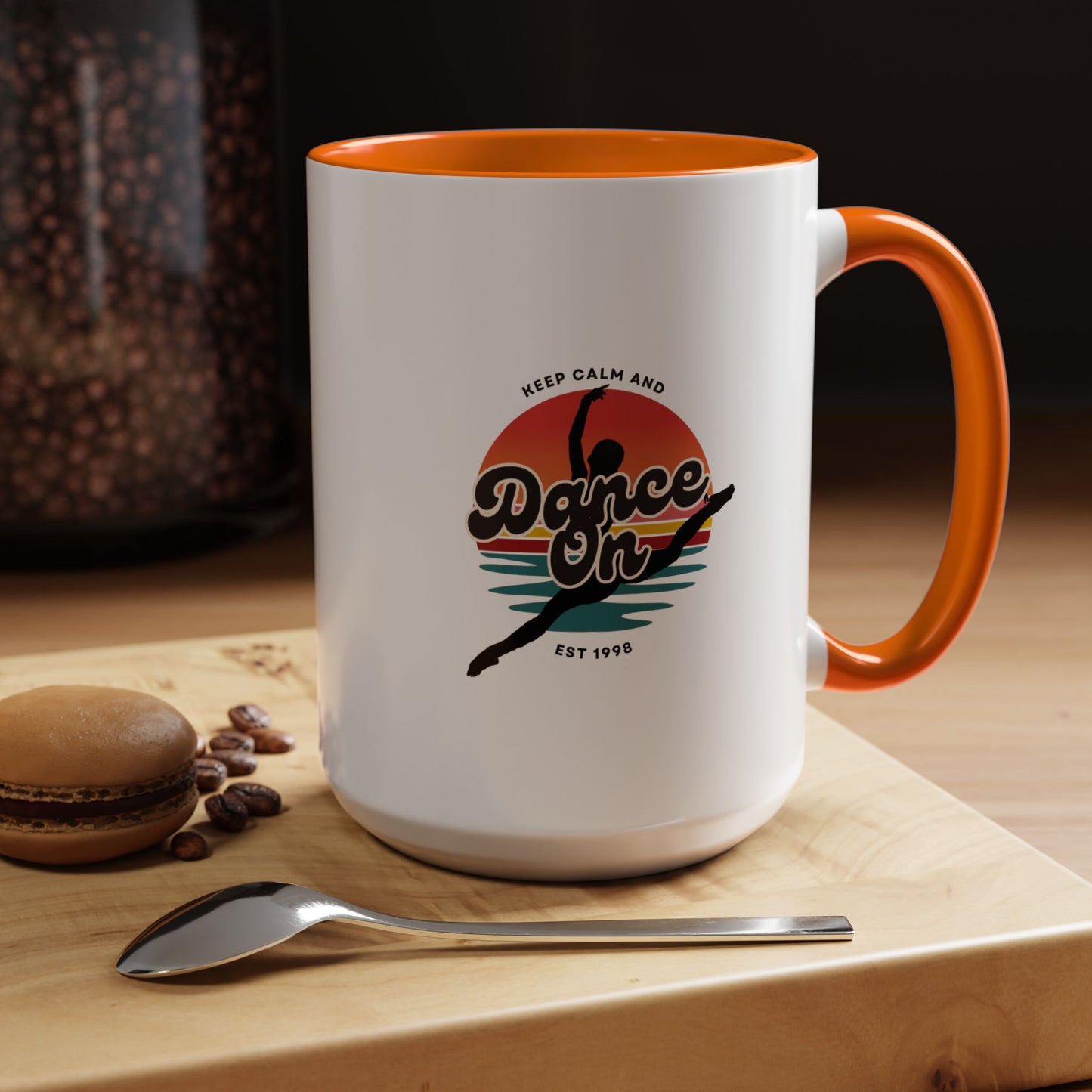 "Keep Calm and Dance On" Accent Coffee Mug – Motivational Dance Quote Ceramic Mug for Dancers and Instructors