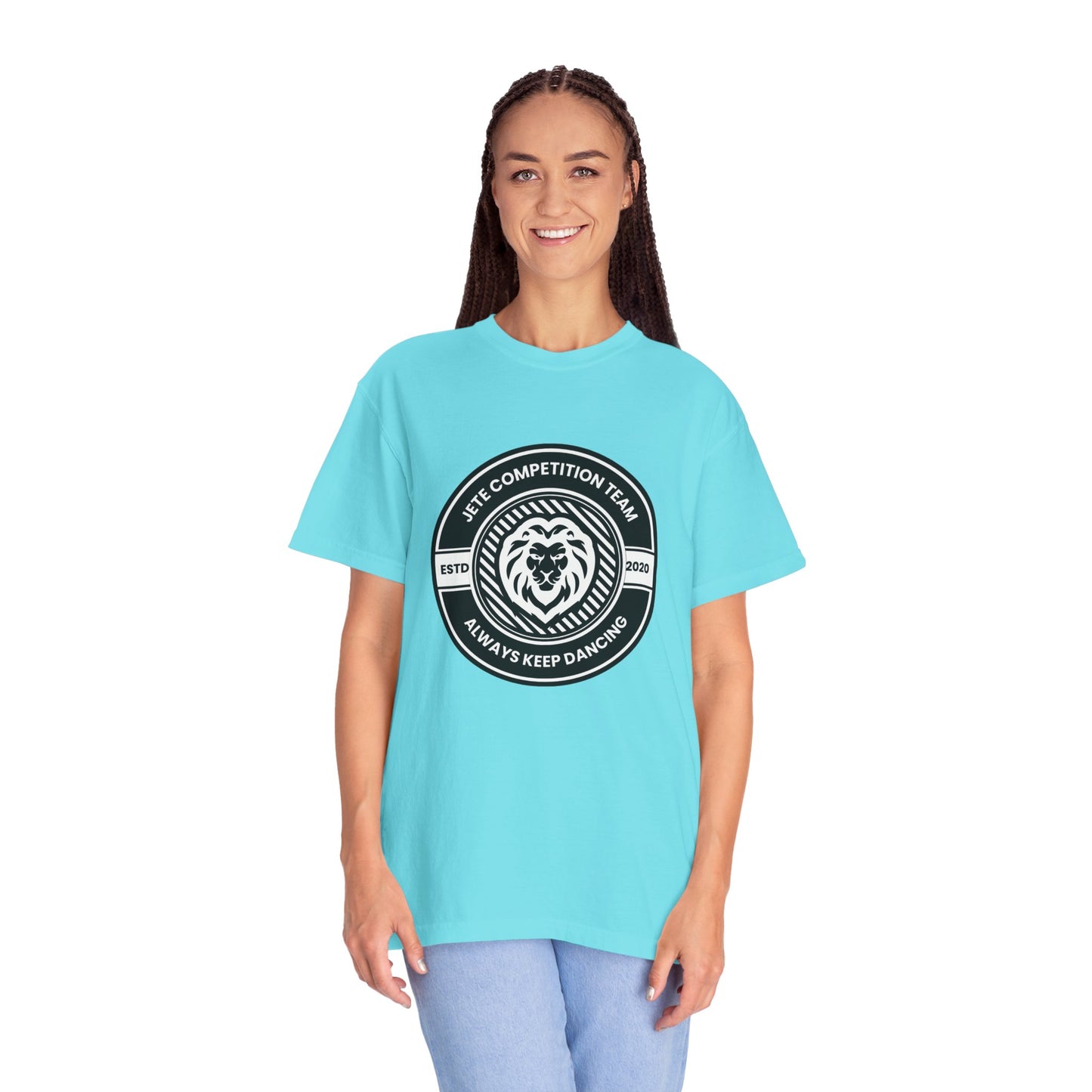 "Jeté Competition Team, Always Keep Dancing" Unisex Garment-Dyed T-Shirt – Collegiate-Style Dance Graphic Tee – Shirt for Dancers & Teams