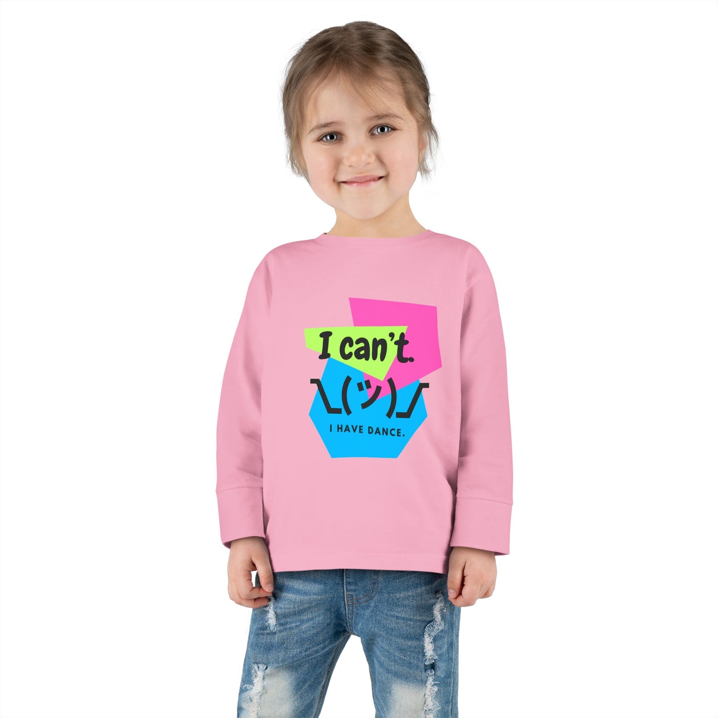 "I Can’t. I Have Dance." Toddler Long Sleeve Dance T-Shirt – 80s Retro Emoji Graphic Shirt for Kids