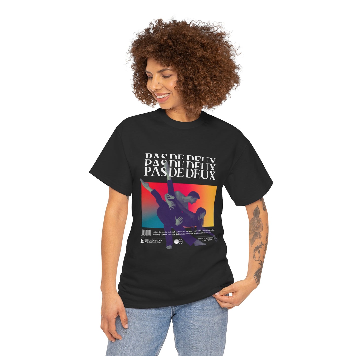 “Pas De Deux” Ballet Definition Unisex Heavy Cotton Tee – Streetwear-Inspired Dance T-Shirt with Elegant Partner Dancers Graphic