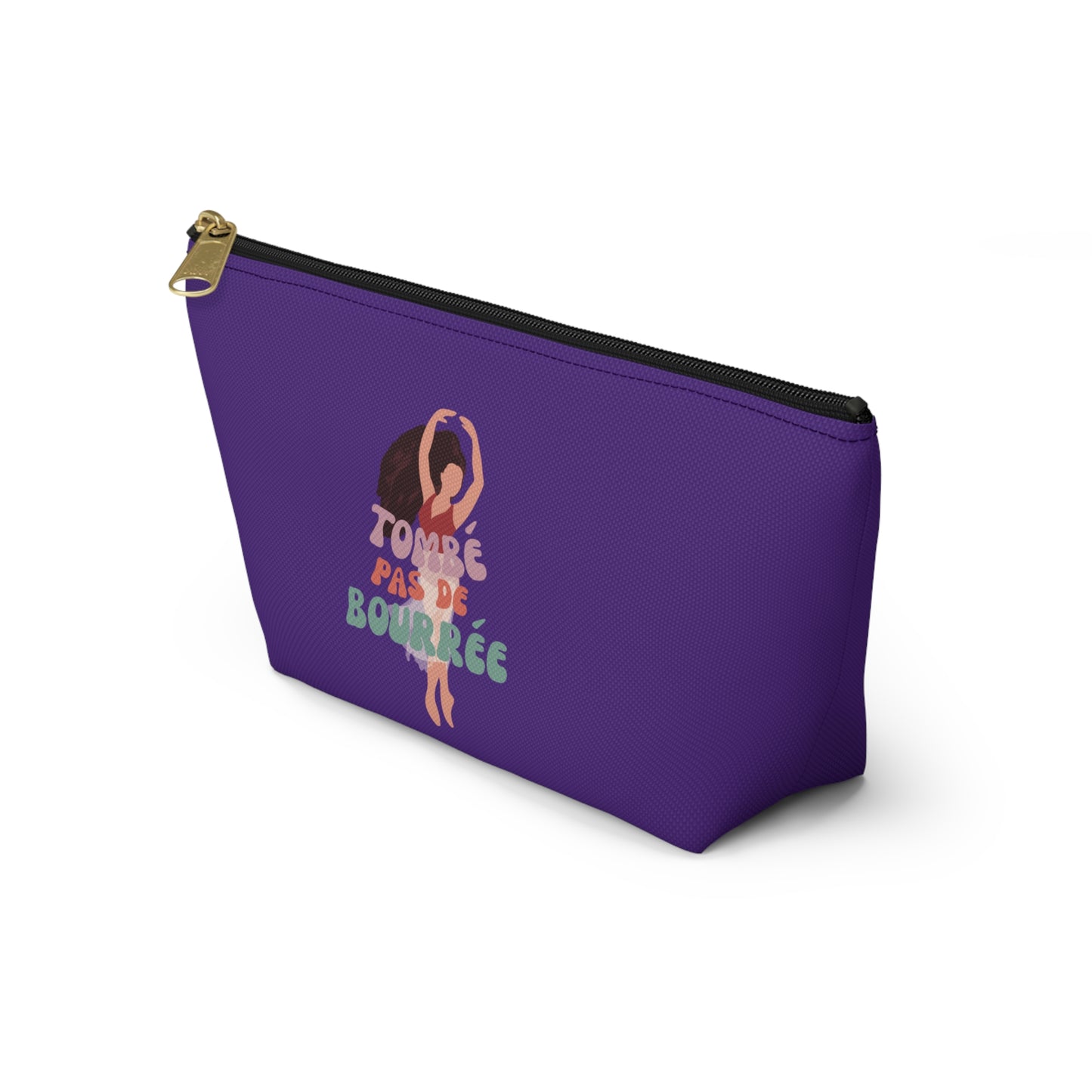 "Tombé Pas de Bourrée" Makeup Bag – Elegant Ballet Dancer Graphic – Ballet-Themed Zipper Pouch for Cosmetics, Accessories & Dance Gifts