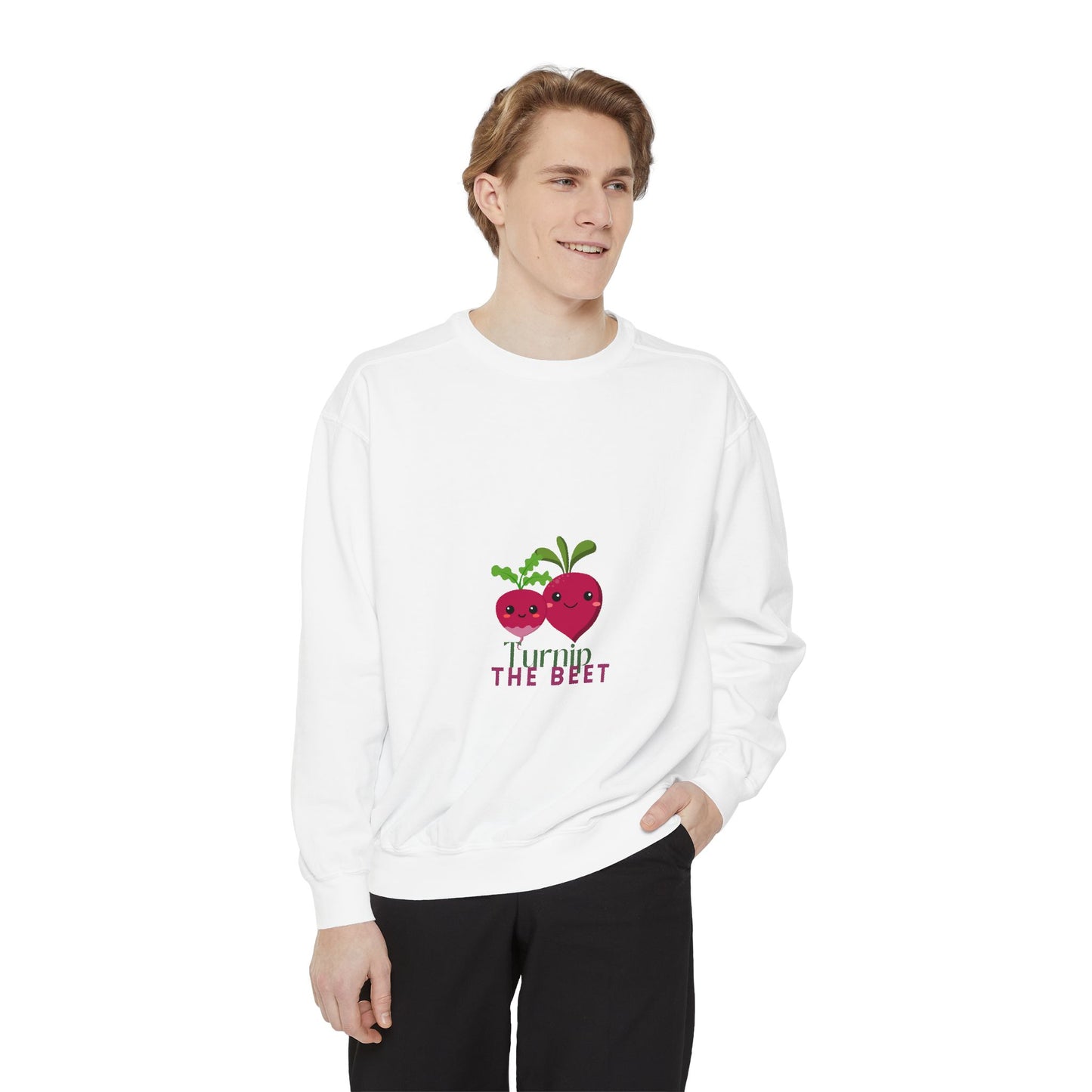"Turnip the Beet" Unisex Lightweight Crewneck Sweatshirt – Fun Dance Pun Pullover with Cute Pepper Graphic for Dancers & Music Fans