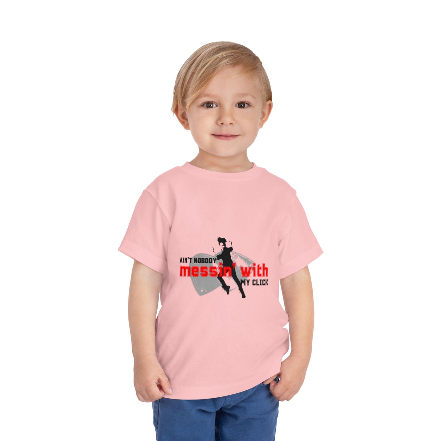 “Ain’t Nobody Messin’ With My Click” Toddler Short Sleeve T-Shirt – Tap Dance Graphic Tee with Tap Dancer Design for Kids