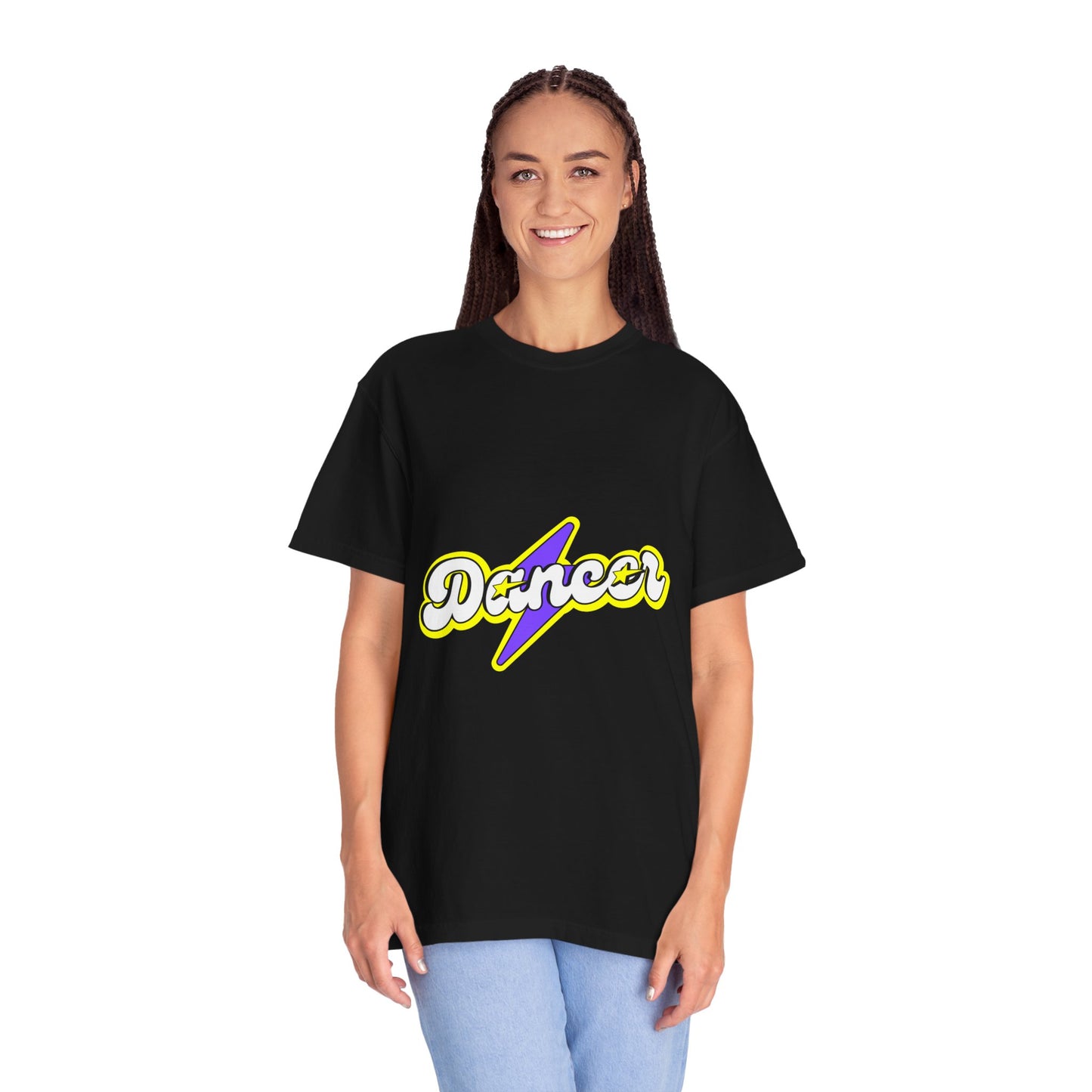 "Dancer" Unisex Garment-Dyed T-Shirt – Superhero-Style Bold Graphic Tee – Dance Power Shirt for Performers & Movers