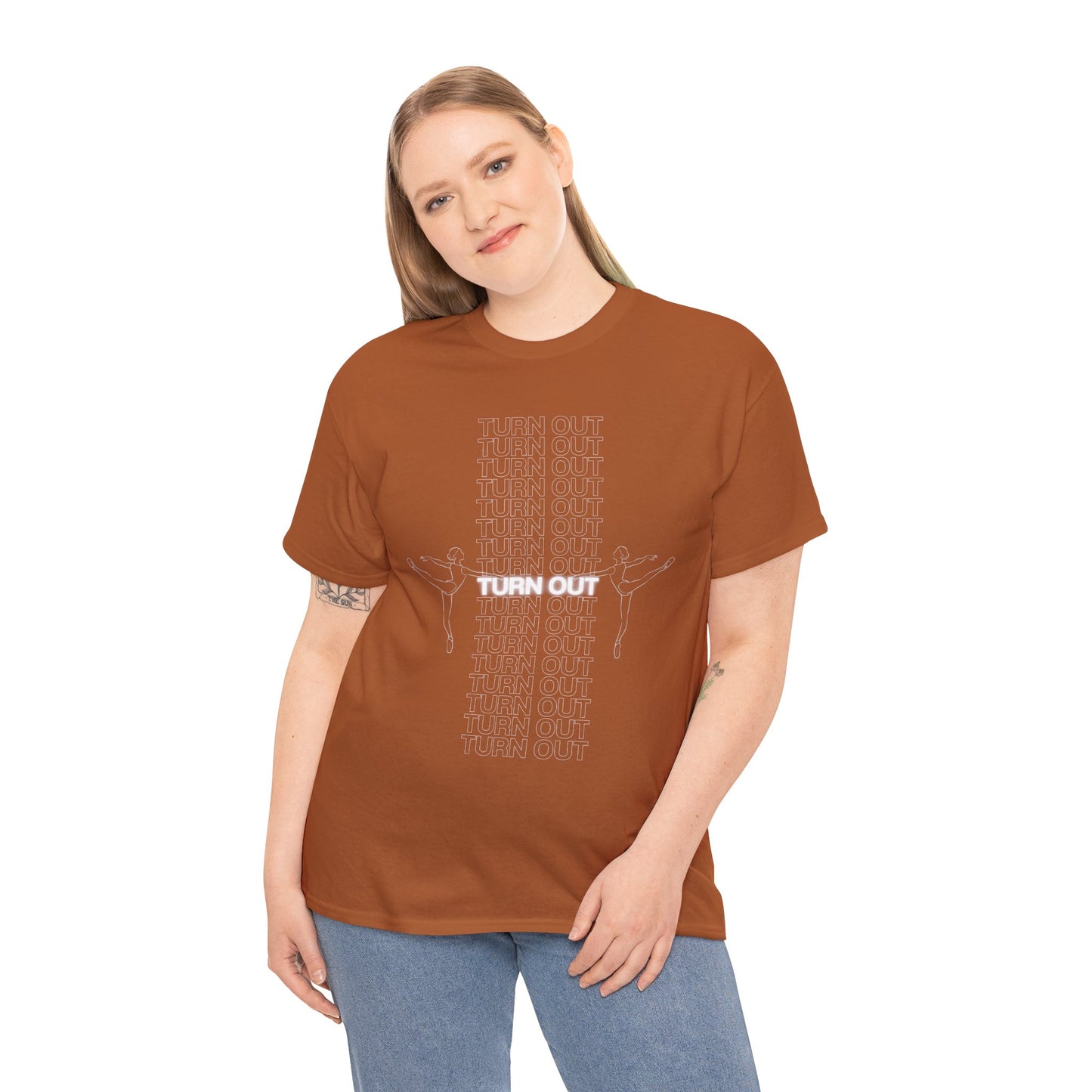 "Turn Out" Ballerina Graphic Unisex Heavy Cotton Tee – Ballet Dance T-Shirt for Dancers & Dance Enthusiasts