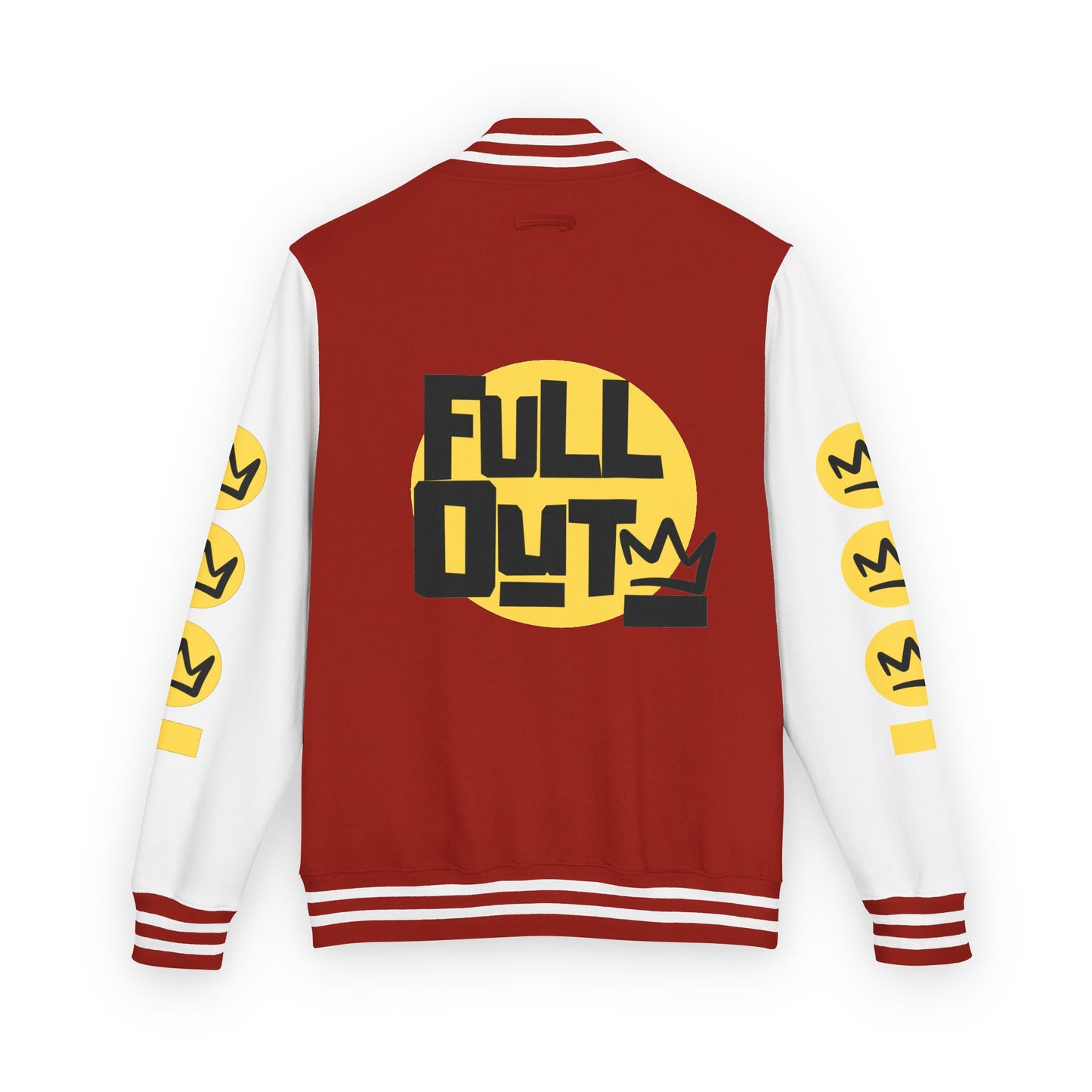 Full Out Premium Collection Letterman Jacket β Unisex Heavyweight Varsity Jacket with "Full Out" Back Graphic and "Crew" Front Design