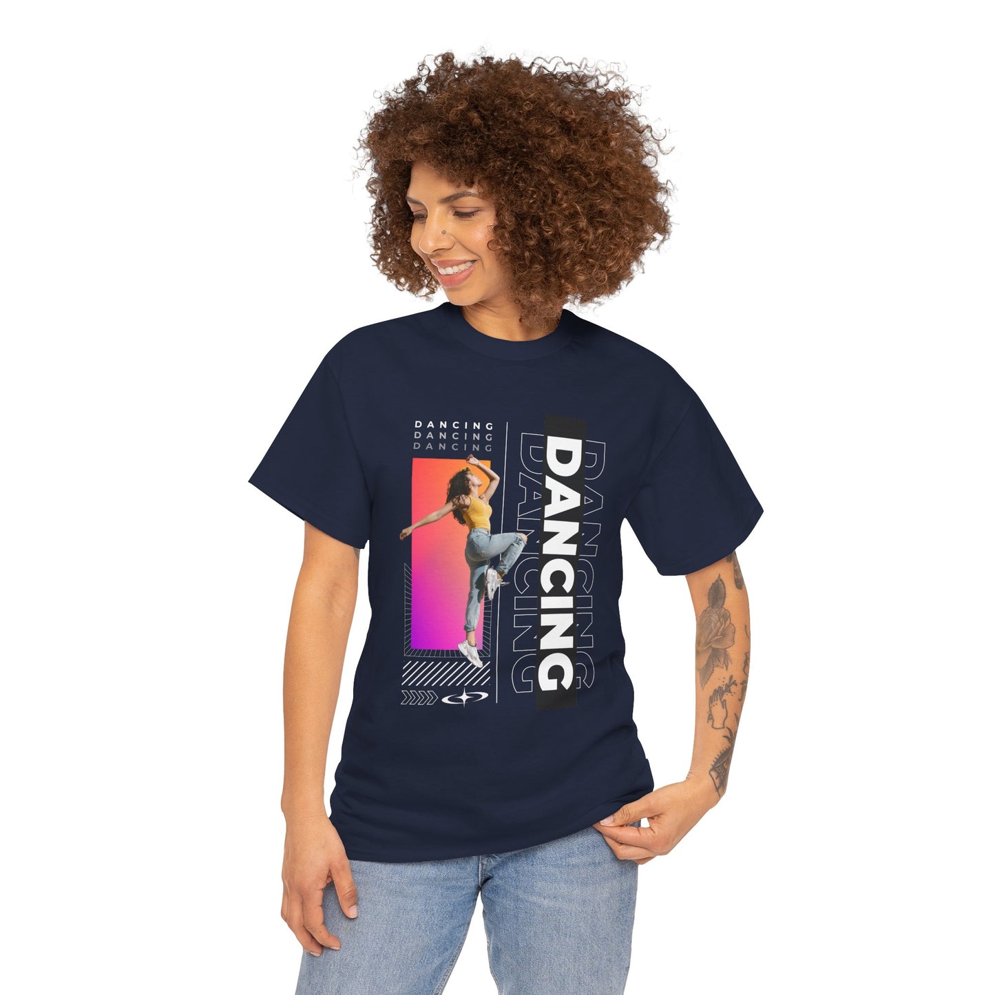 “Dancing” Streetwear-Inspired Female Dancer Unisex Heavy Cotton Tee – Urban Dance Graphic T-Shirt for Performers and Dance Lovers