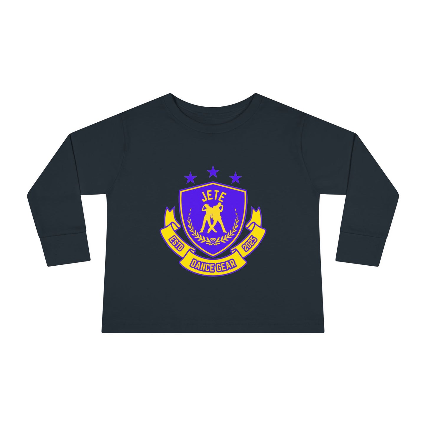 "Jeté Dance Gear" Toddler Dance T-Shirt – Collegiate-Inspired Dancer Graphic Long Sleeve Tee for Kids