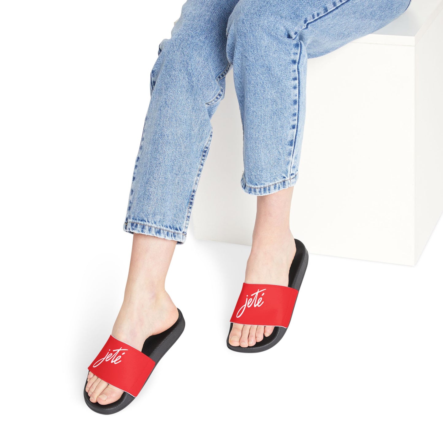WOMEN'S SIZES - “Jeté” Official Logo Dance -Inspired Custom Footwear | Women’s Sandal Slides with Removable Straps