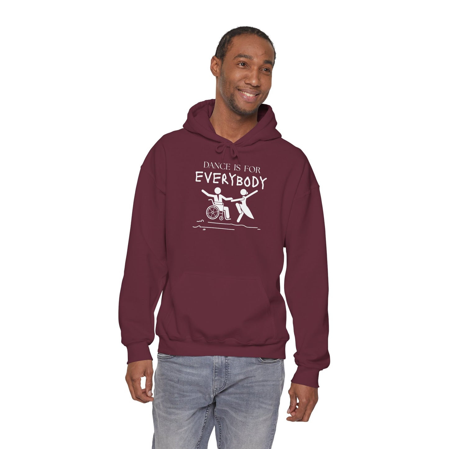 "Dance Is for Everybody" Unisex Hoodie – Inclusive Dance-Themed Hoodie for Teens and Adults with Personalization Option on Sleeve