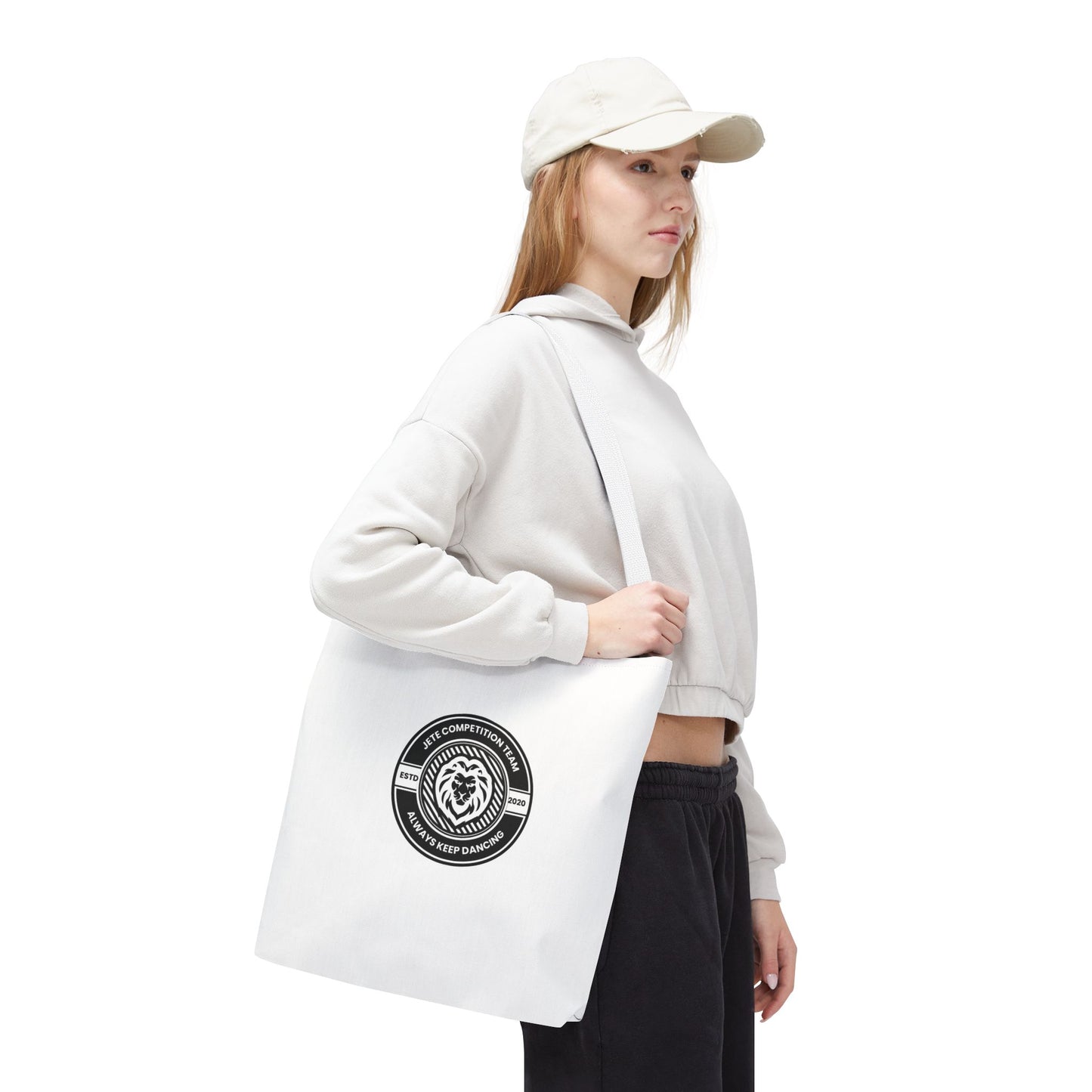 "Jeté Competition Team, Always Keep Dancing" Canvas Tote Bag – Collegiate Dance Team Logo | Reusable Dance Bag for Dancers, Rehearsals & Competitions