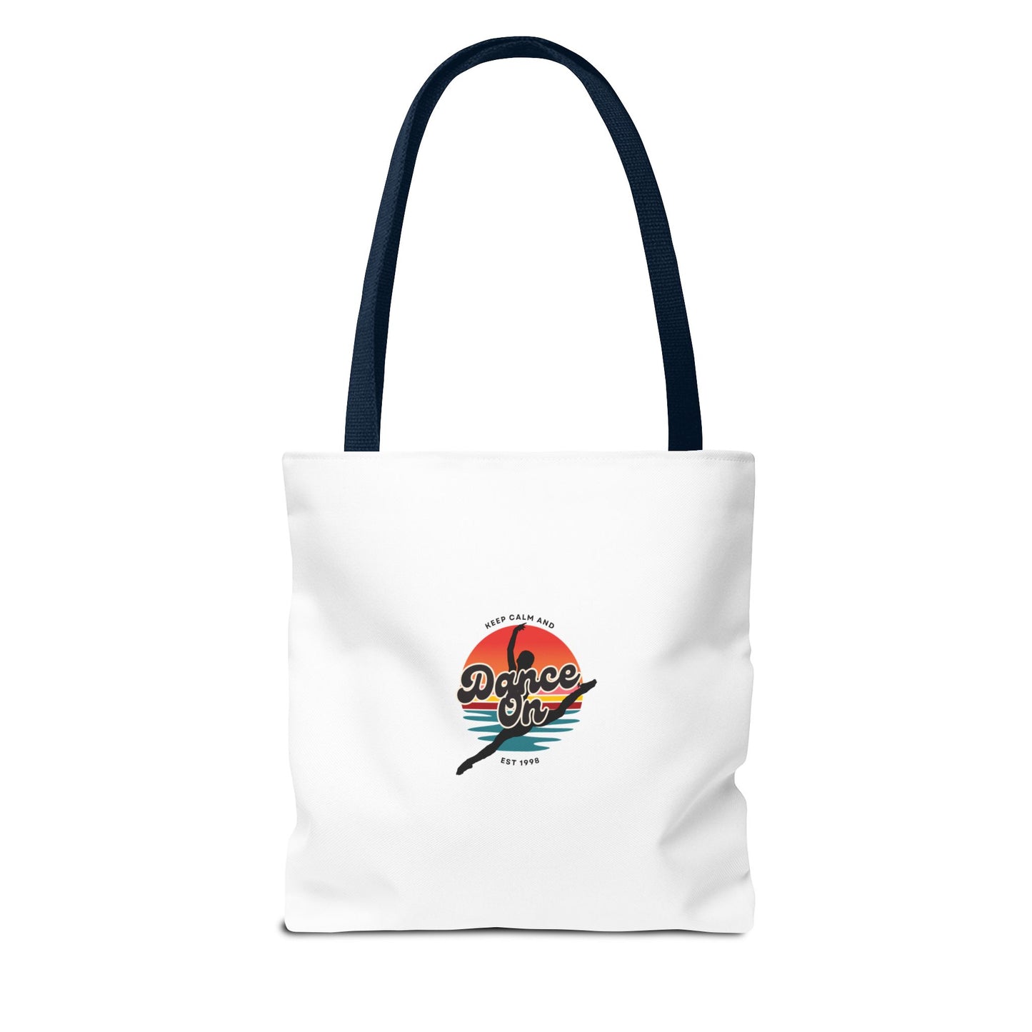 "Keep Calm and Dance On" Canvas Tote Bag – Retro Dance Graphic, Durable Shopping & Everyday Dance Bag
