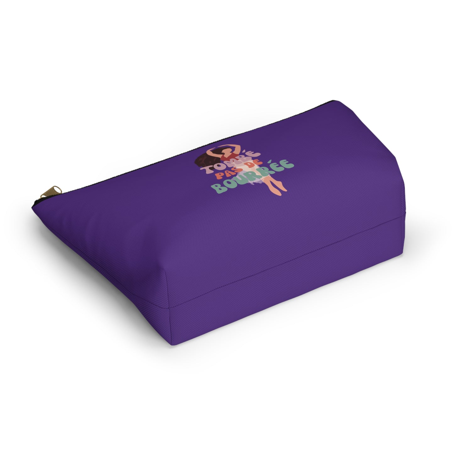 "Tombé Pas de Bourrée" Makeup Bag – Elegant Ballet Dancer Graphic – Ballet-Themed Zipper Pouch for Cosmetics, Accessories & Dance Gifts