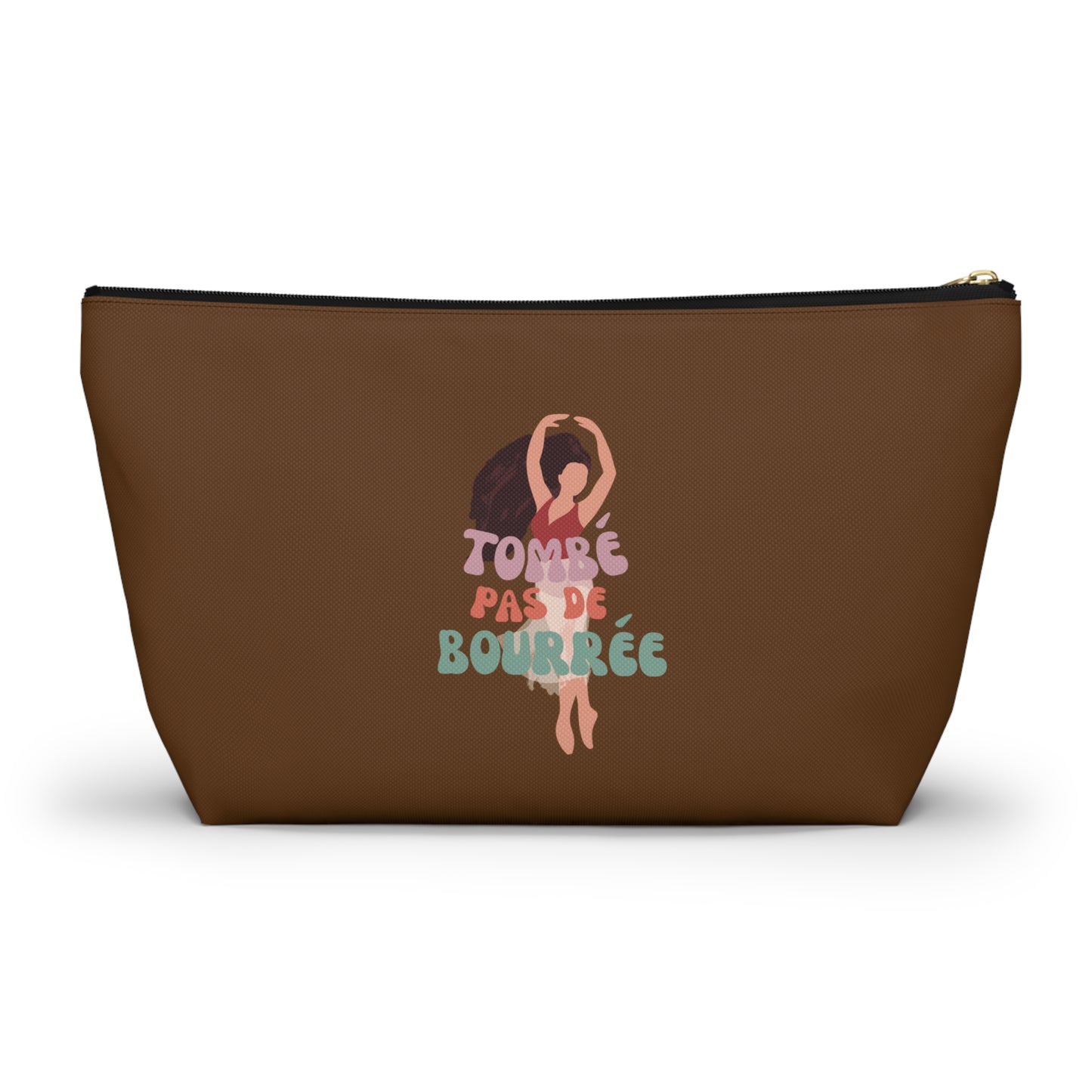 "Tombé Pas de Bourrée" Makeup Bag – Elegant Ballet Dancer Graphic – Ballet-Themed Zipper Pouch for Cosmetics, Accessories & Dance Gifts