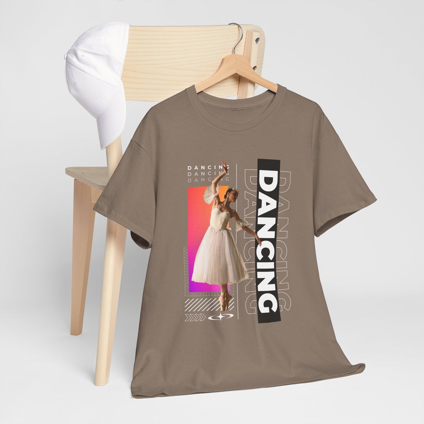 “Dancing” Streetwear-Inspired Female Dancer Unisex Heavy Cotton Tee – Urban Dance Graphic T-Shirt for Performers and Dance Lovers