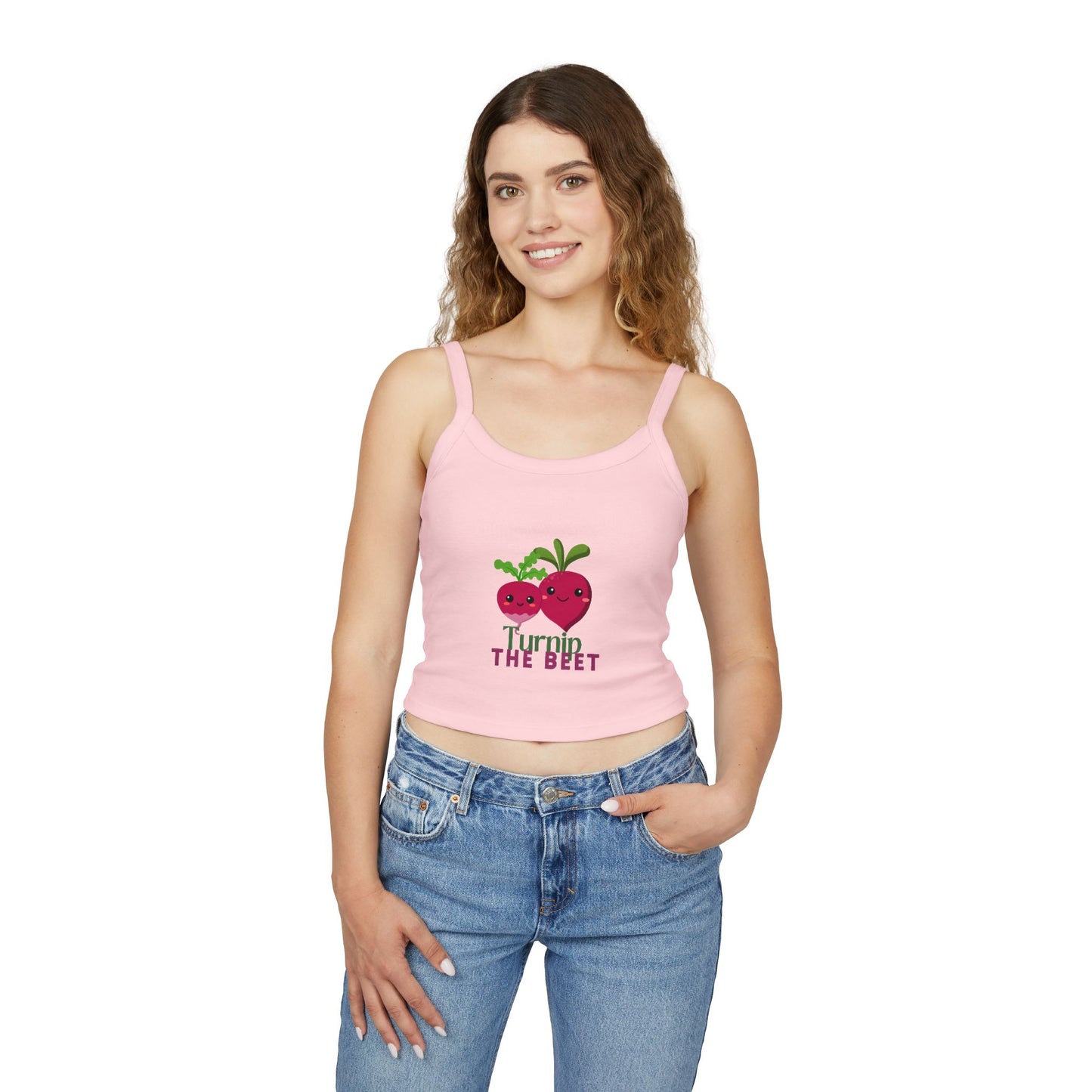 "Turnip the Beet" Women’s Spaghetti Strap Tank Top – Cute Veggie Dance Graphic | Funny Dance Pun Shirt for Dancers & Music Lovers