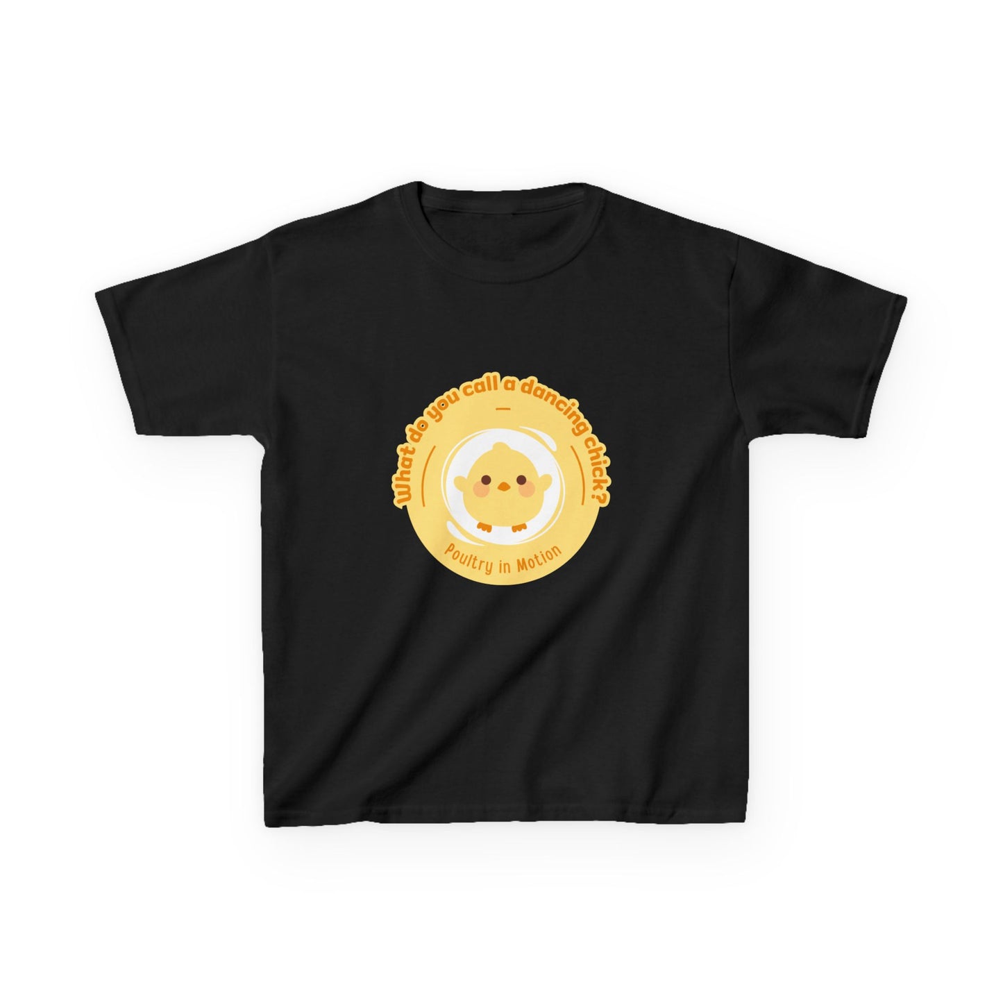 “What do you call a dancing chick? Poultry in Motion” Funny Chick Dance Tee for Kids – Cute Chicken Graphic - Youth Dance Pun T-Shirt
