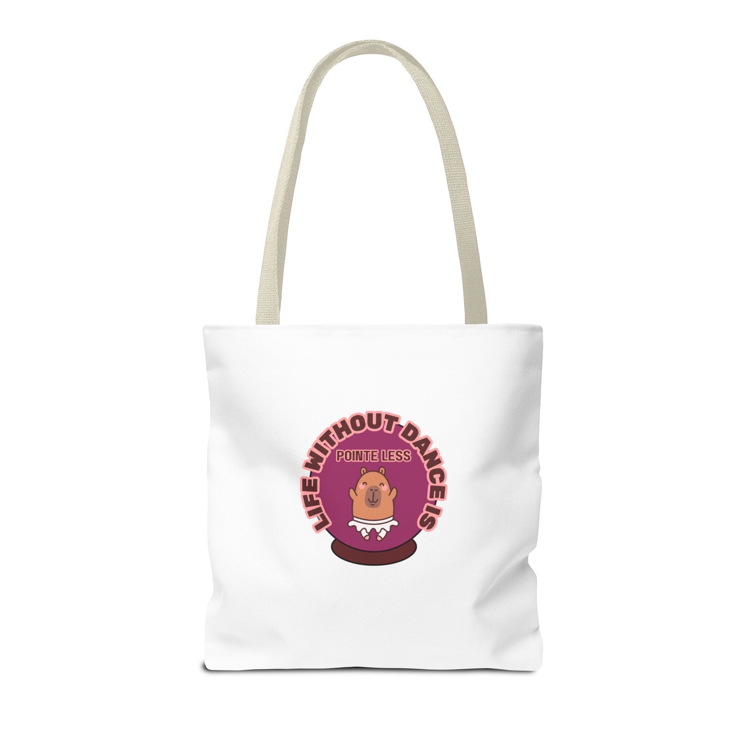 "Life Without Dance Is Pointeless" Capybara Canvas Tote Bag – Funny Dance Pun Tote for Dancers & Animal Lovers