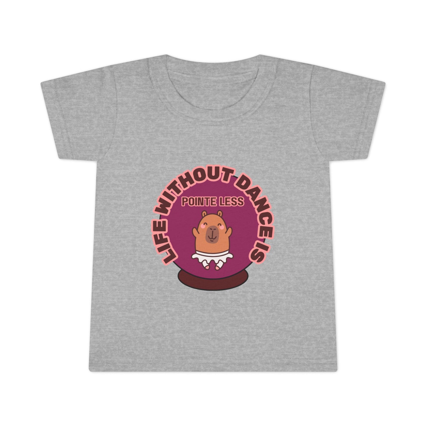 "Life Without Dance Is Pointeless" Toddler Dance T-Shirt – Cute Dancing Capybara Graphic Short Sleeve Tee for Kids