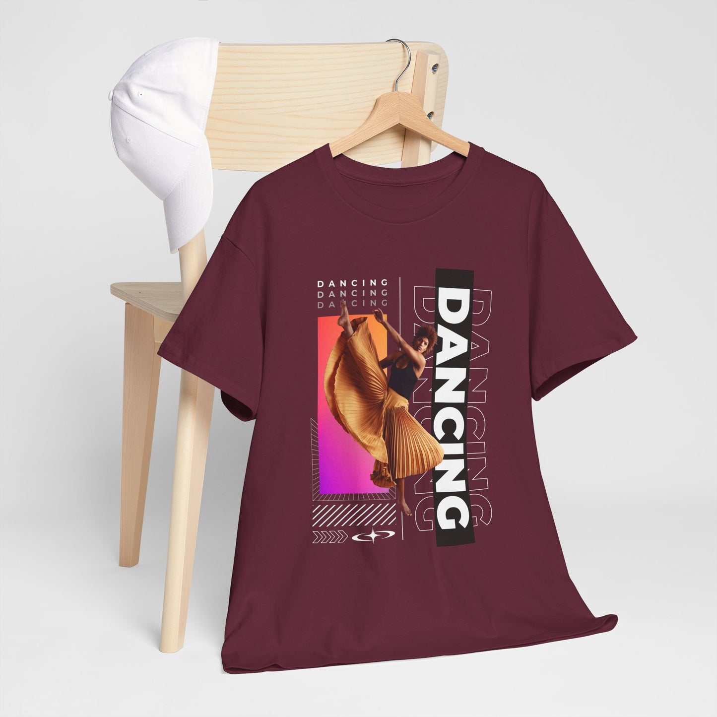 “Dancing” Streetwear-Inspired Female Dancer Unisex Heavy Cotton Tee – Urban Dance Graphic T-Shirt for Performers and Dance Lovers