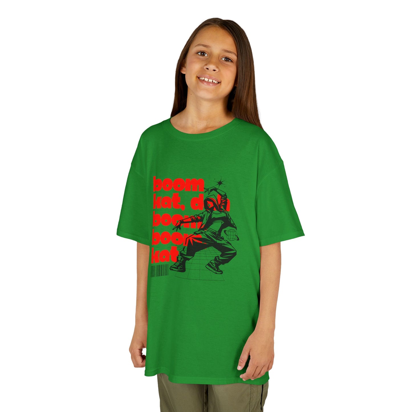 “Boom Kat Youth Short Sleeve Dance T-Shirt – Bold Streetwear-Inspired Graphic Tee for Kids