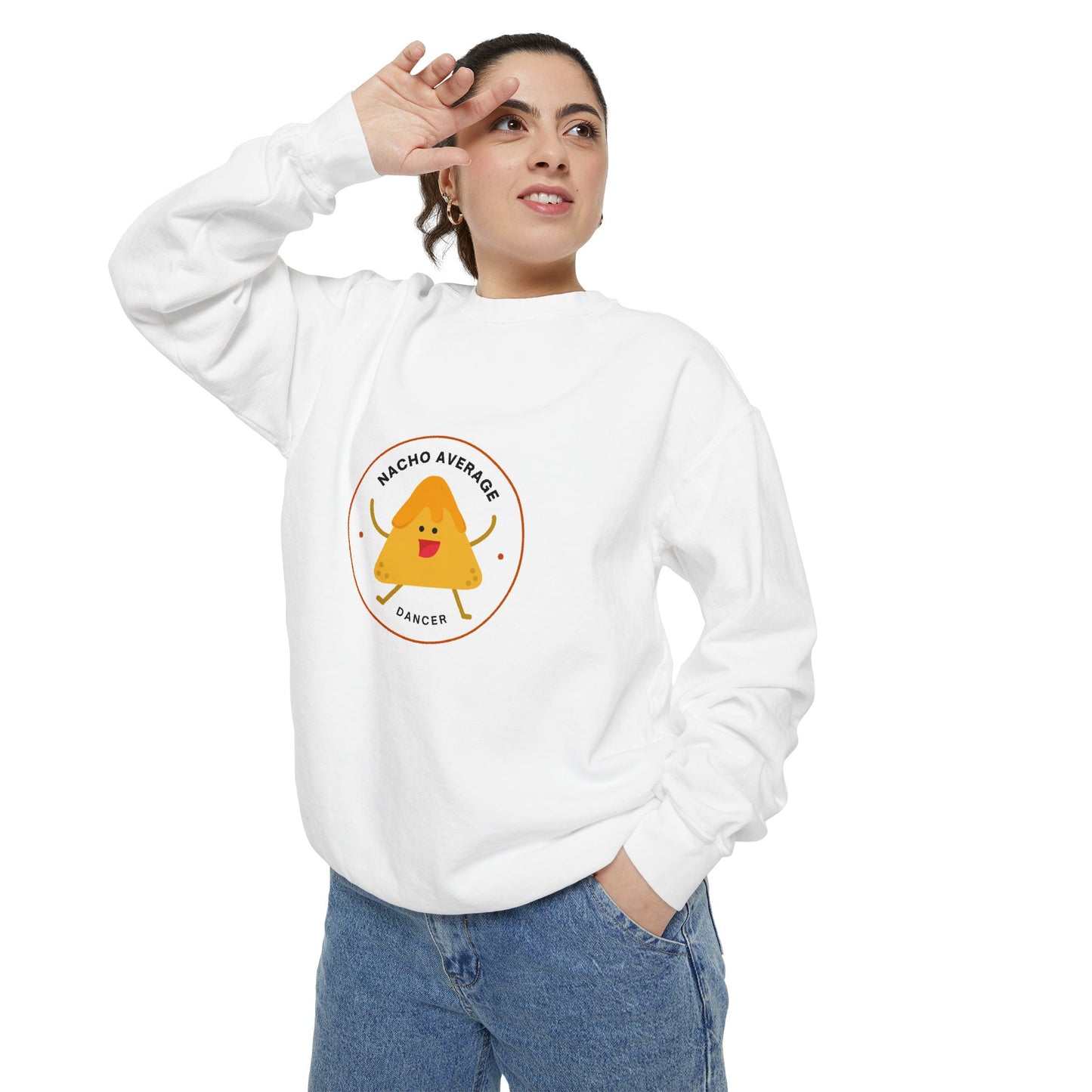 "Nacho Average Dancer" Unisex Lightweight Crewneck Sweatshirt – Cute Dance Pun Pullover with Fun Nacho Graphic for Dancers & Foodie Fans
