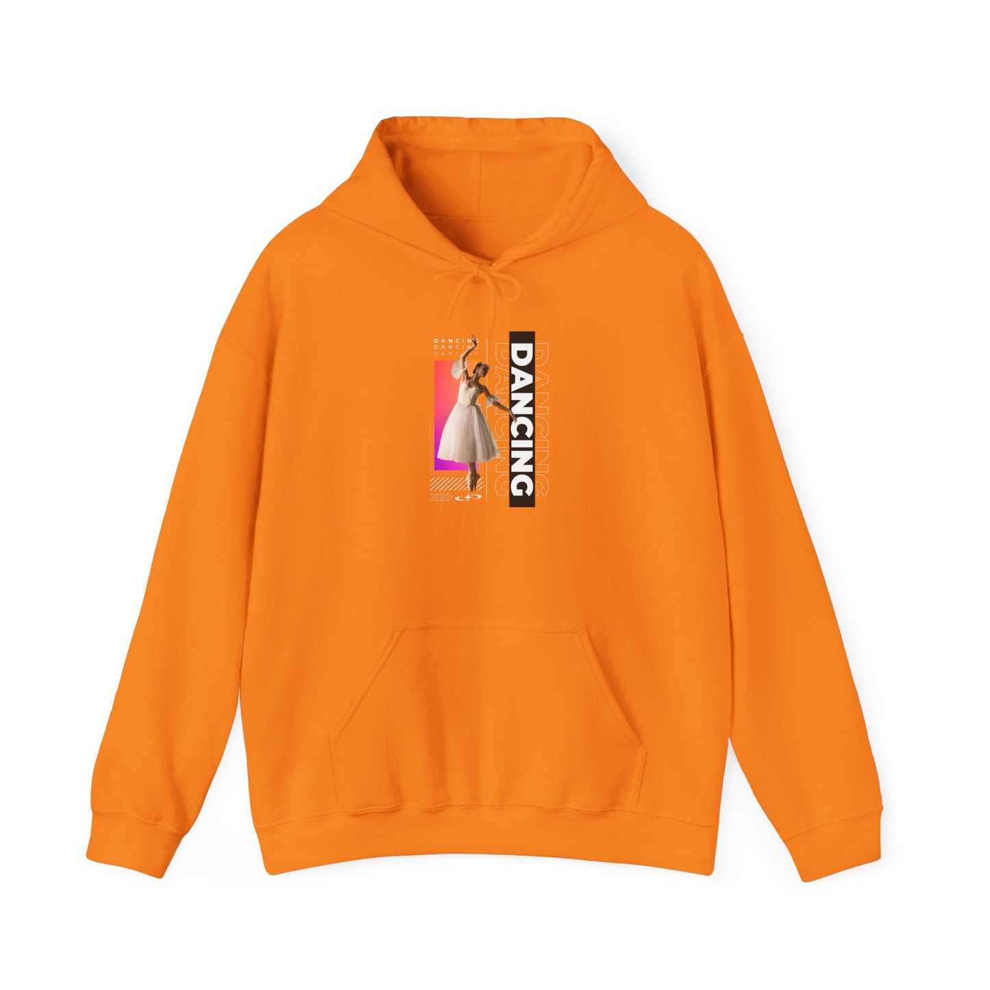 “Dancing” Text with Streetwear-Style Female Dancer Graphic - Unisex Heavy Blend™ Hooded Sweatshirt – Cozy Dance Hoodie for Ballet & Hip-Hop Enthusiasts