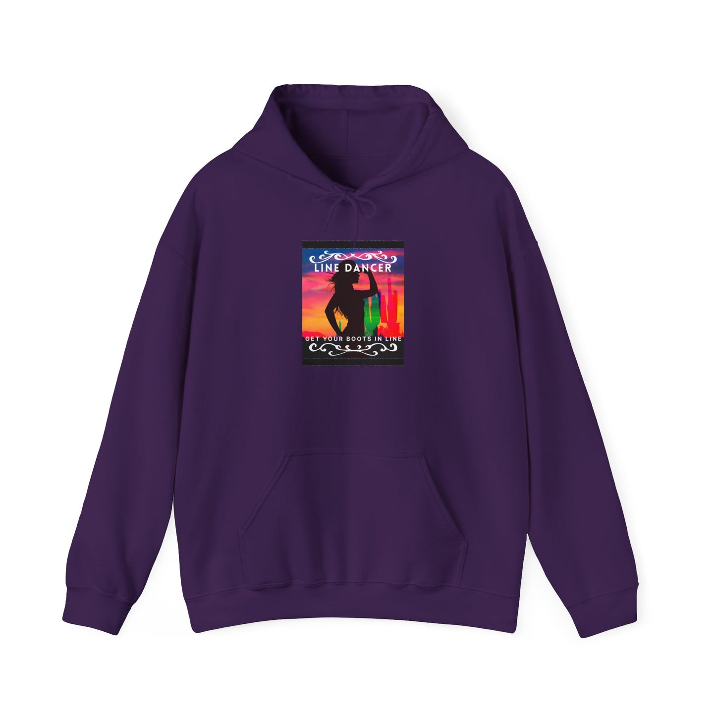 "Line Dancer, Get Your Boots in Line" Western-Inspired Graphic – Unisex Heavy Blend™ Hooded Sweatshirt