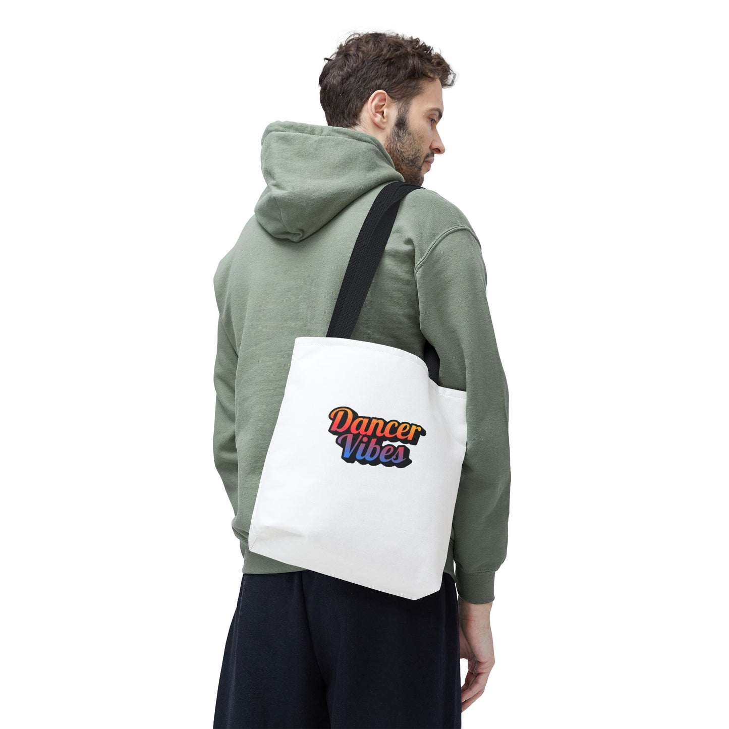 "Dancer Vibes" Canvas Tote Bag – Bold Dance-Themed Text Graphic Bag for Dancers, Students & Everyday Use