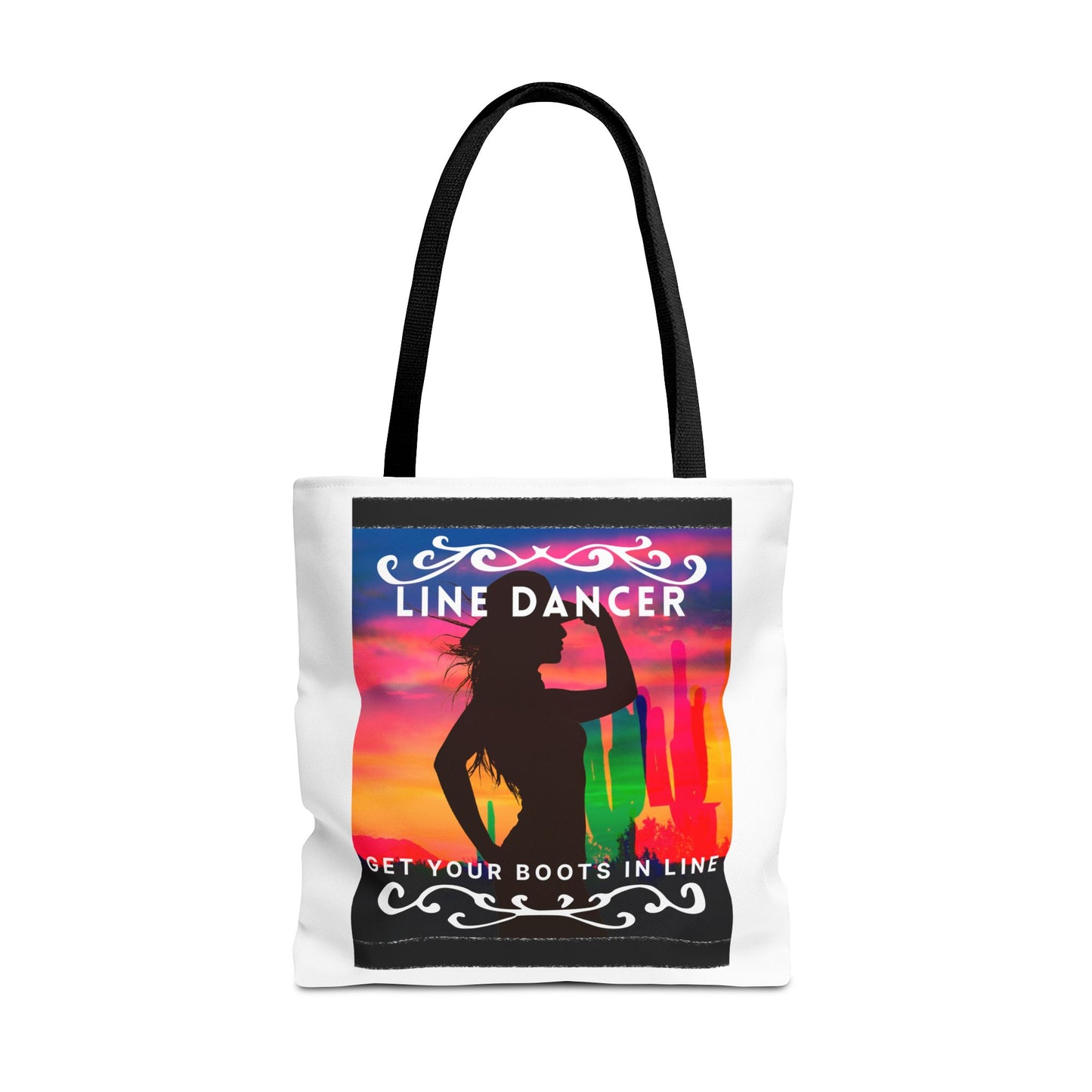 "Line Dancer, Boots on the Ground” Canvas Tote Bag – Cowgirl Graphic | Western Dance Bag for Country Lovers & Line Dancing Fans
