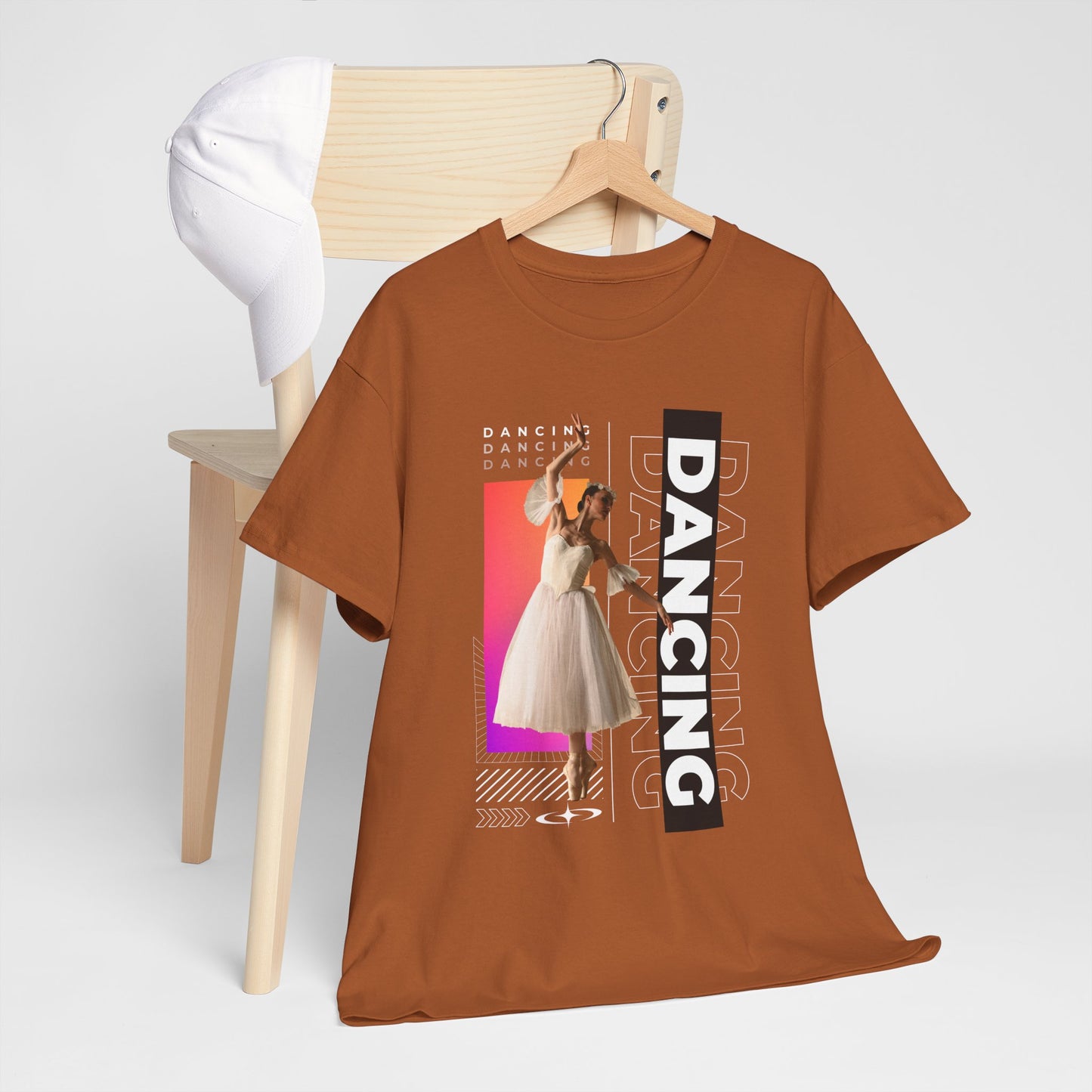 “Dancing” Streetwear-Inspired Female Dancer Unisex Heavy Cotton Tee – Urban Dance Graphic T-Shirt for Performers and Dance Lovers