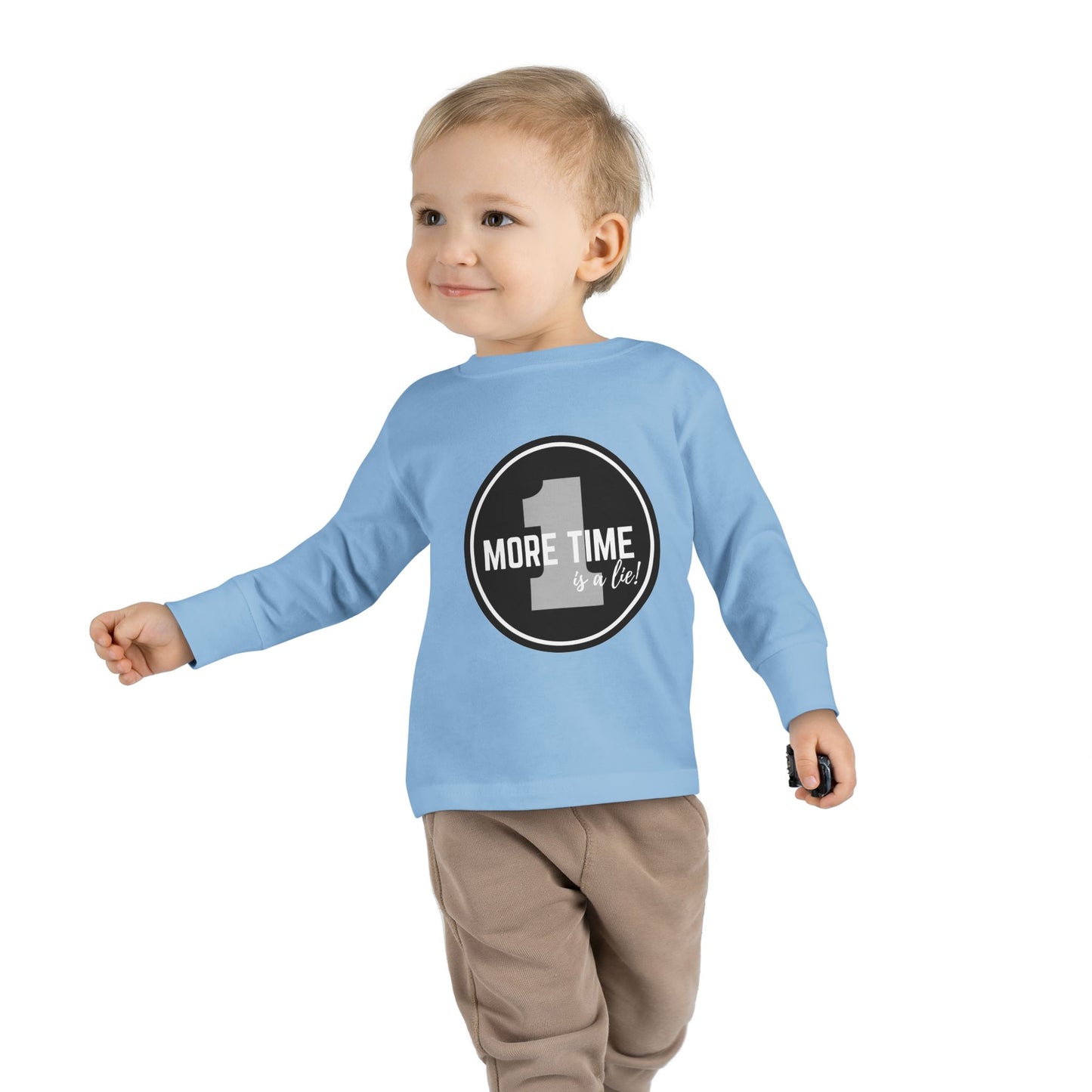 "One More Time Is a Lie" Toddler Dance T-Shirt – Bold Emblem Graphic Long Sleeve Tee for Kids