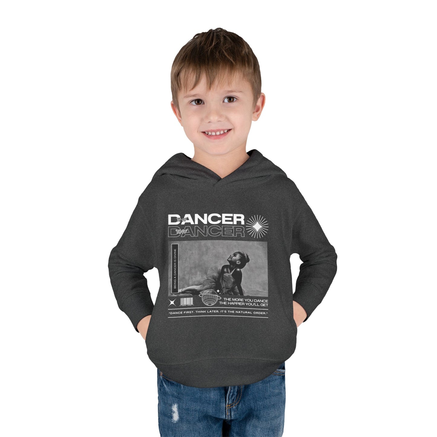 “Tiny Dancer” Toddler Pullover Hoodie – Streetwear-Inspired Ballet Dancer Graphic Sweatshirt for Kids