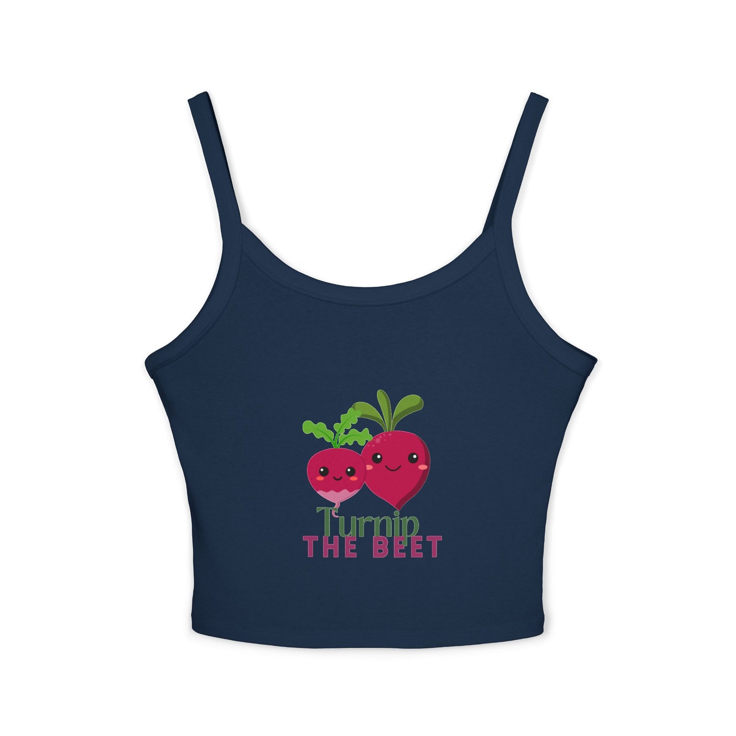 "Turnip the Beet" Women’s Spaghetti Strap Tank Top – Cute Veggie Dance Graphic | Funny Dance Pun Shirt for Dancers & Music Lovers