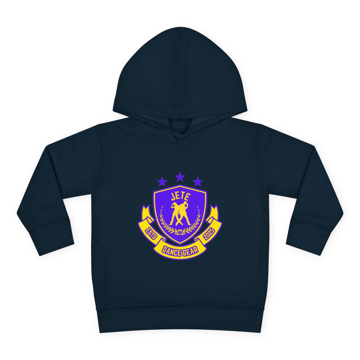 "Jeté Dance Gear" Toddler Pullover Fleece Hoodie – Collegiate-Inspired Dancer Graphic Sweatshirt for Kids