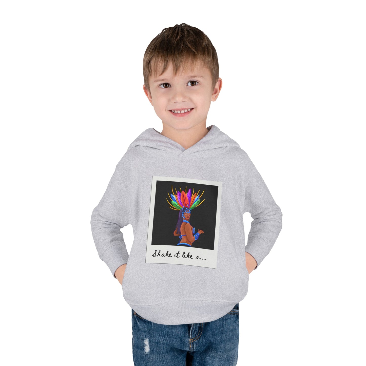 "Shake It Like a..." Toddler Pullover Hoodie – Carnival Samba Dancer Graphic Fleece Sweatshirt for Kids