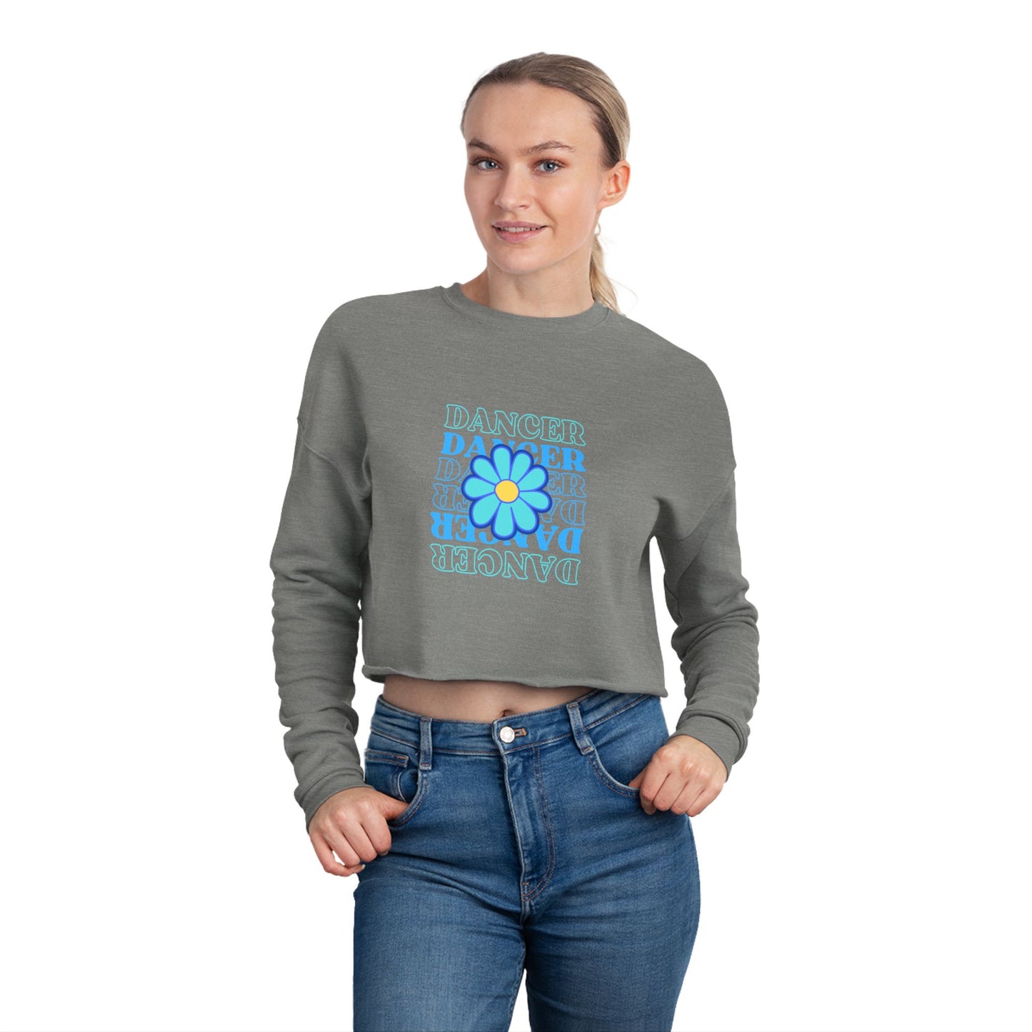 "Dancer" Floral Text Graphic – Women’s Cropped Fleece Sweatshirt