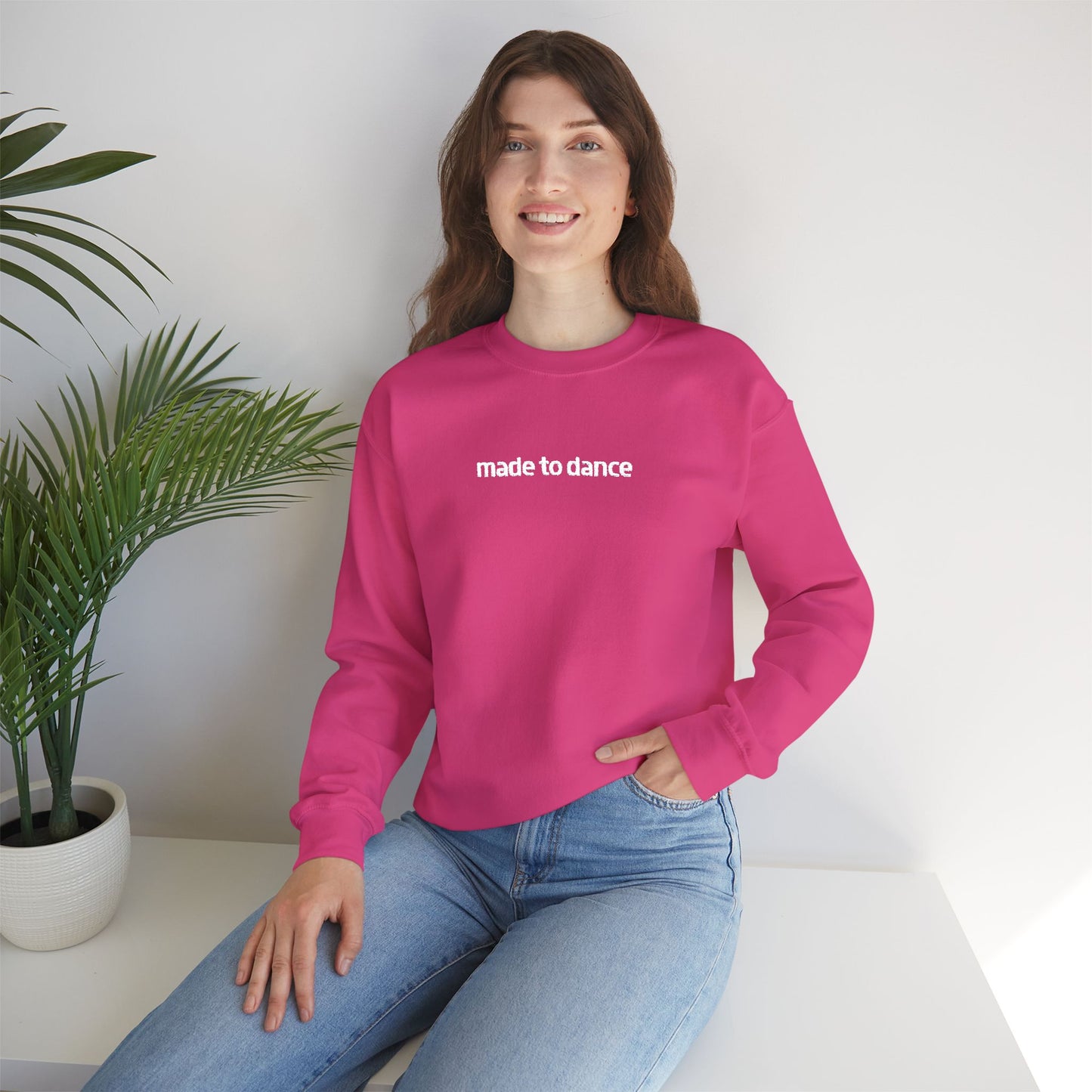 “Made to Dance" Unisex Heavy Blend™ Crewneck Sweatshirt – Embroidered Dance-Inspired Pullover for Adults & Kids