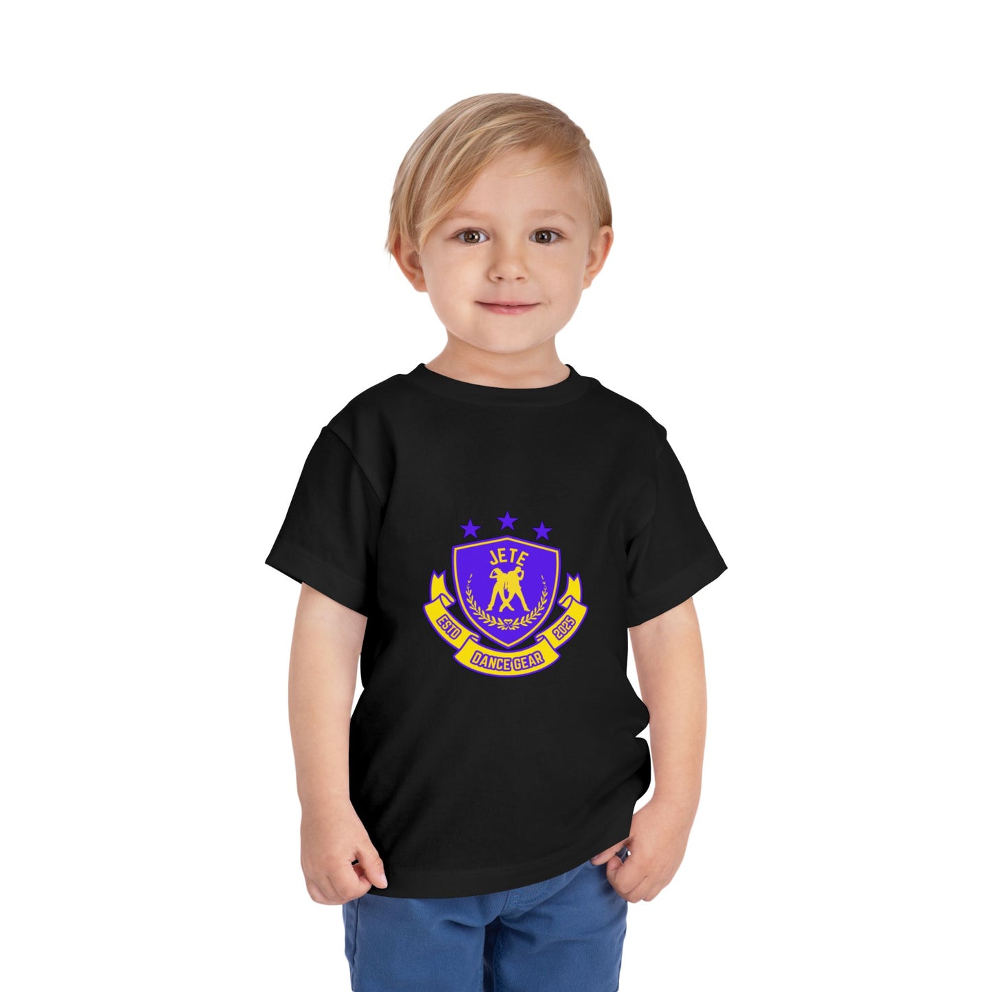 "Jeté Dance Gear" Toddler Dance T-Shirt – Collegiate-Inspired Dancer Graphic Short Sleeve Tee for Kids
