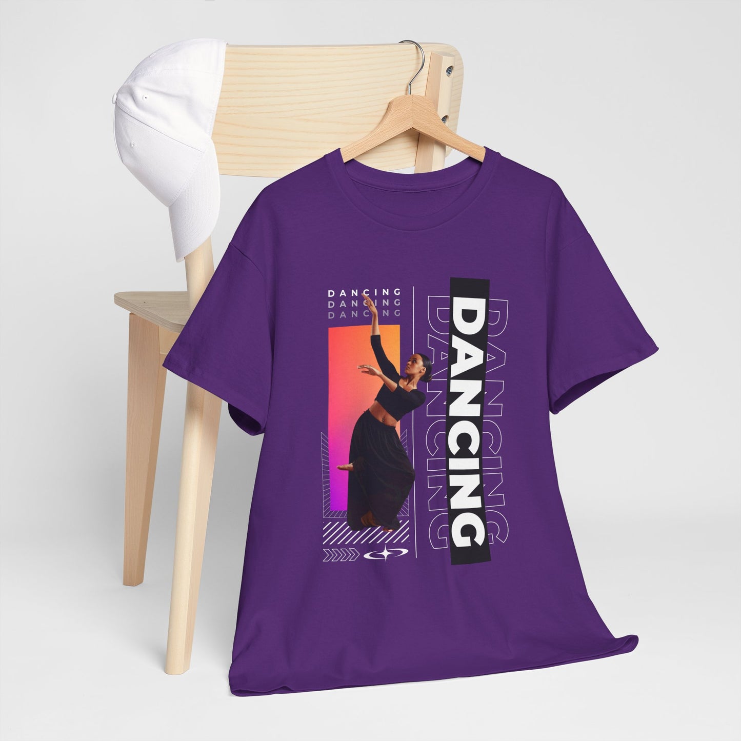 “Dancing” Streetwear-Inspired Female Dancer Unisex Heavy Cotton Tee – Urban Dance Graphic T-Shirt for Performers and Dance Lovers