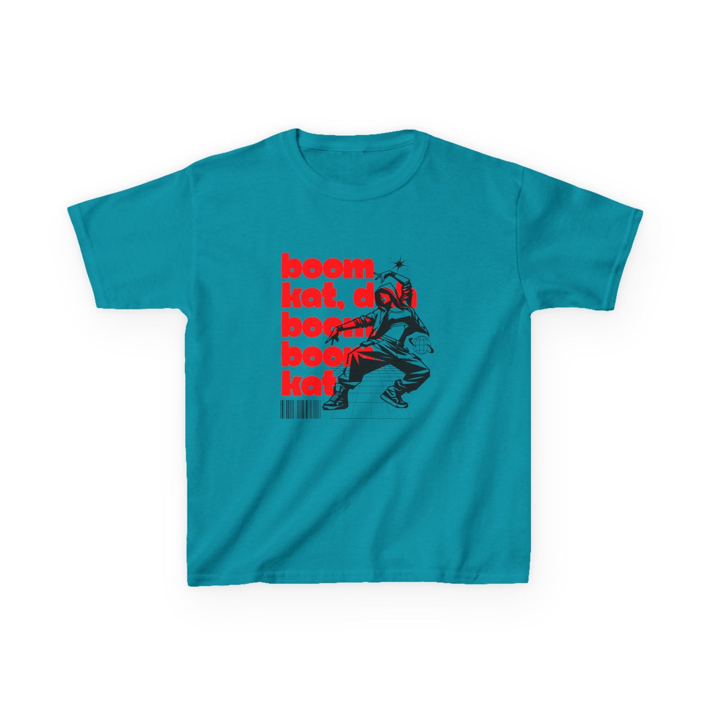 “Boom Kat Youth Short Sleeve Dance T-Shirt – Bold Streetwear-Inspired Graphic Tee for Kids