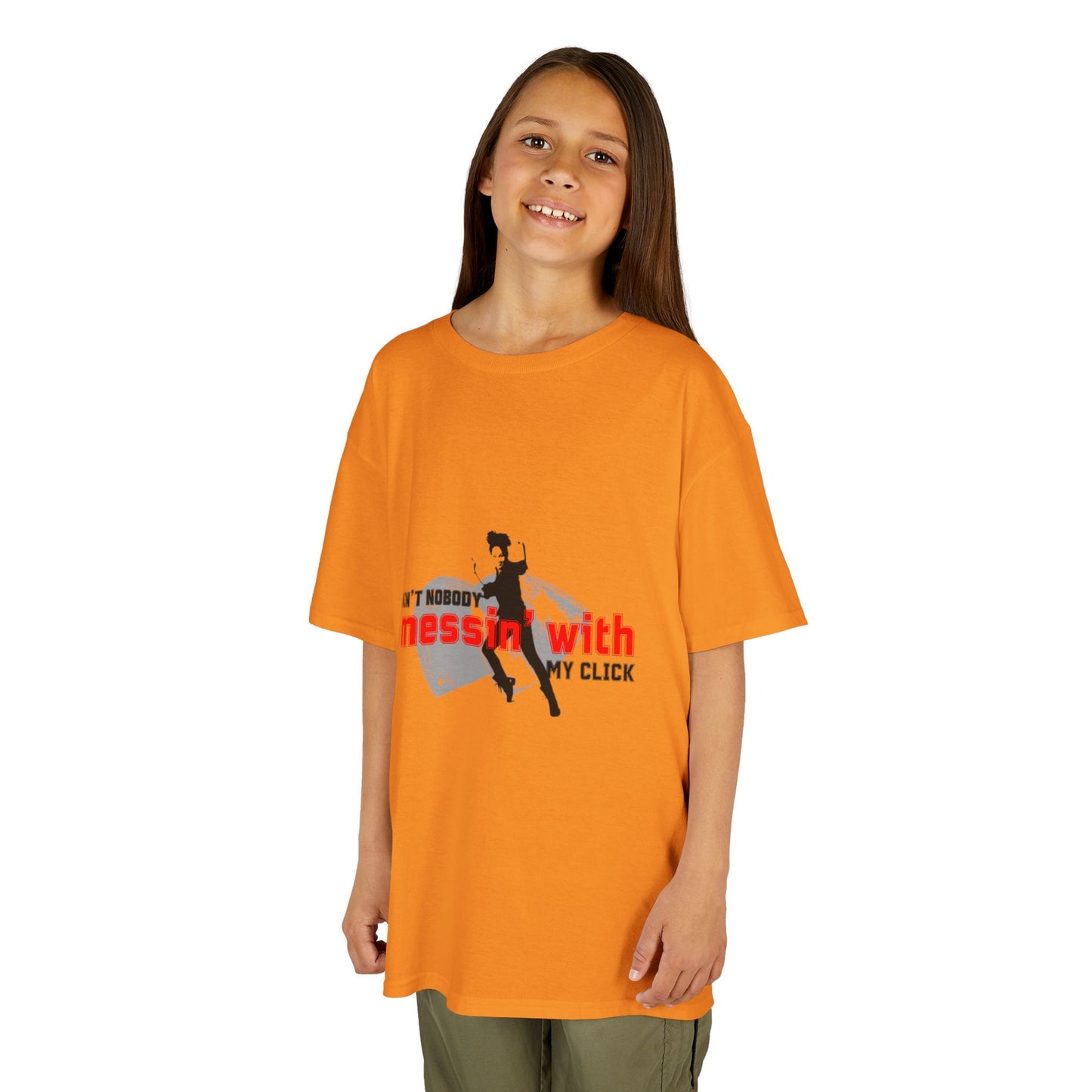 "Ain’t Nobody Messin’ With My Click" – Youth Short Sleeve Dance Tee with Tap Shoes & Tap Dancer Graphic