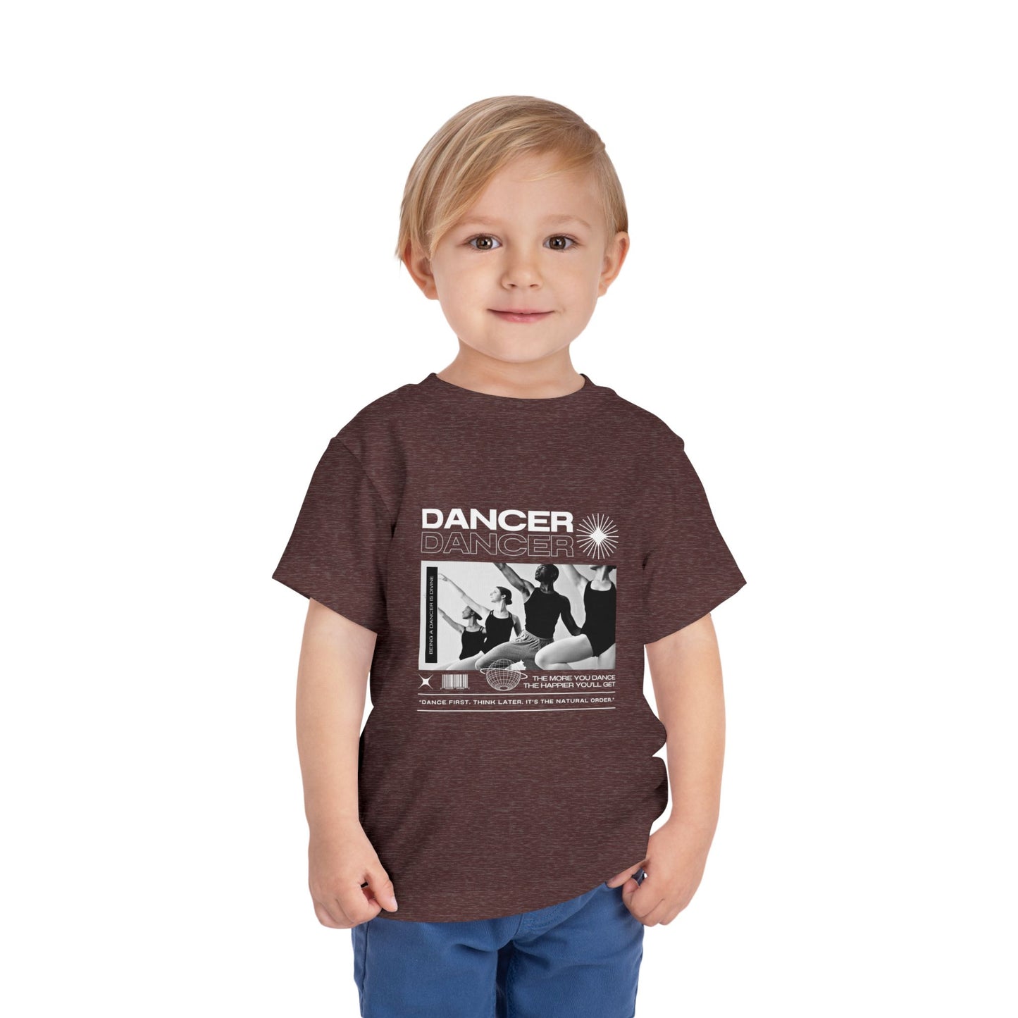 “Dancer" Toddler Short Sleeve T-Shirt – Streetwear-Inspired Ballet Barre Graphic Tee for Young Kids