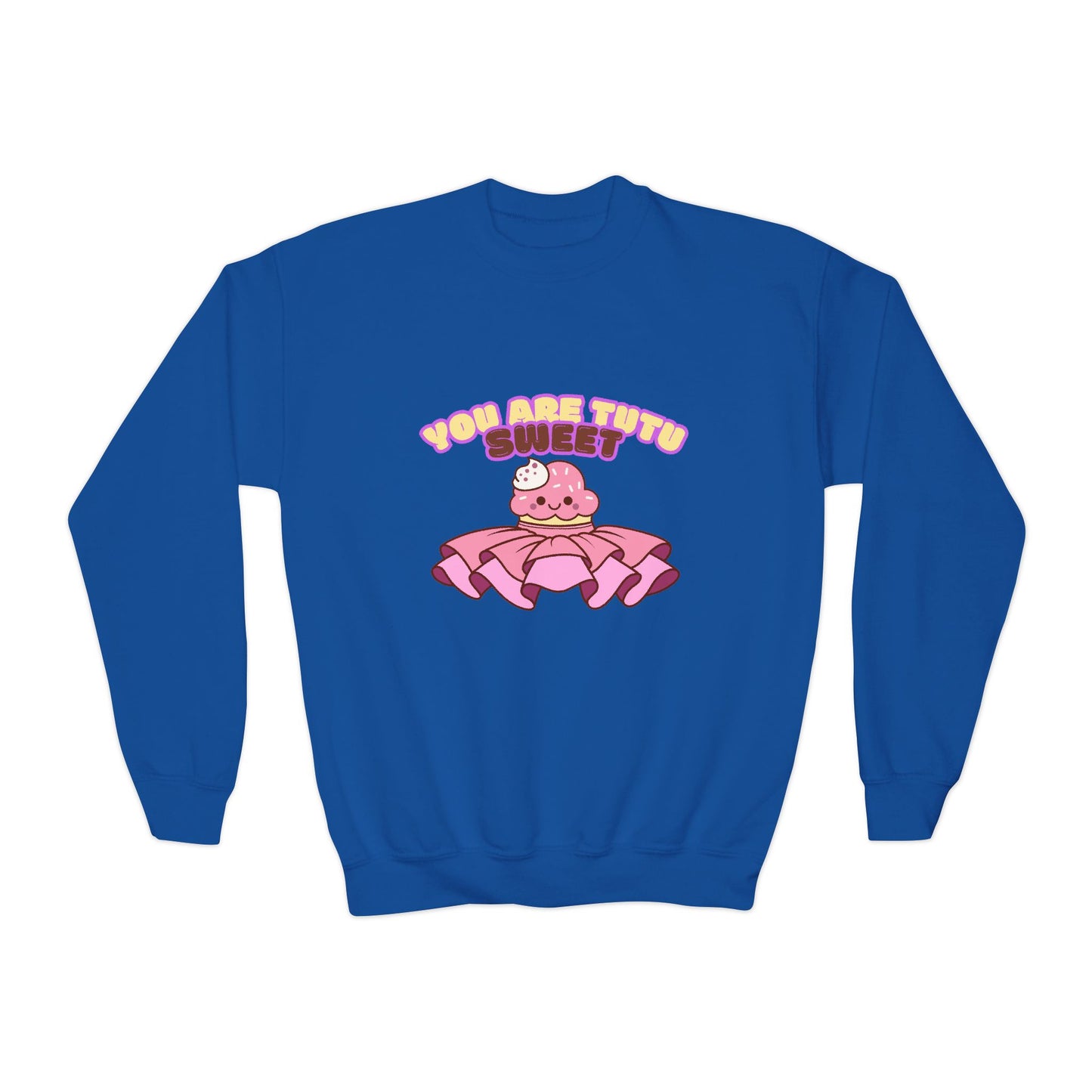 "You Are Tutu Sweet" Youth Crewneck Dance Sweatshirt โ Kawaii Cupcake Graphic | Cute Ballet Themed Kids Pullover