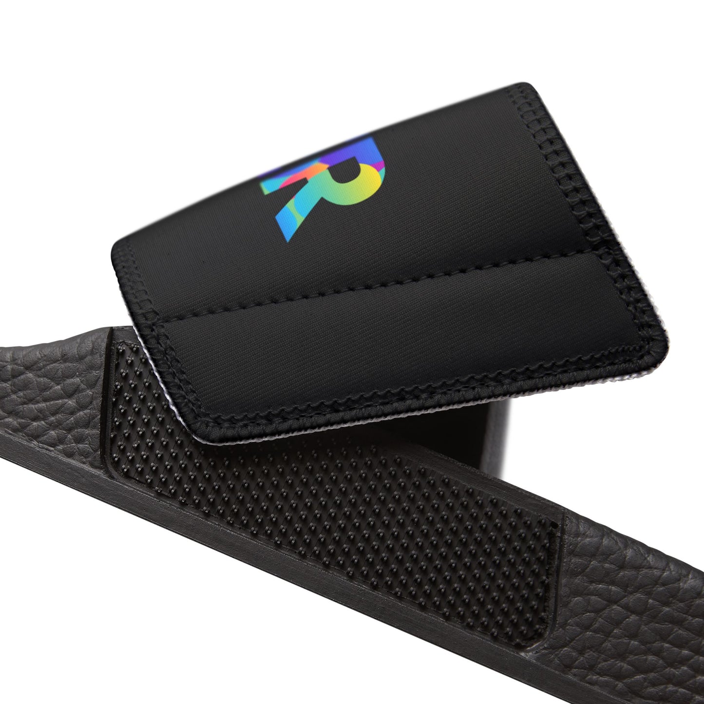 MEN'S SIZES - “Dancer” Colorful Text – Dance-Inspired Custom Slides with Removable Straps | Men’s Sandal Slides