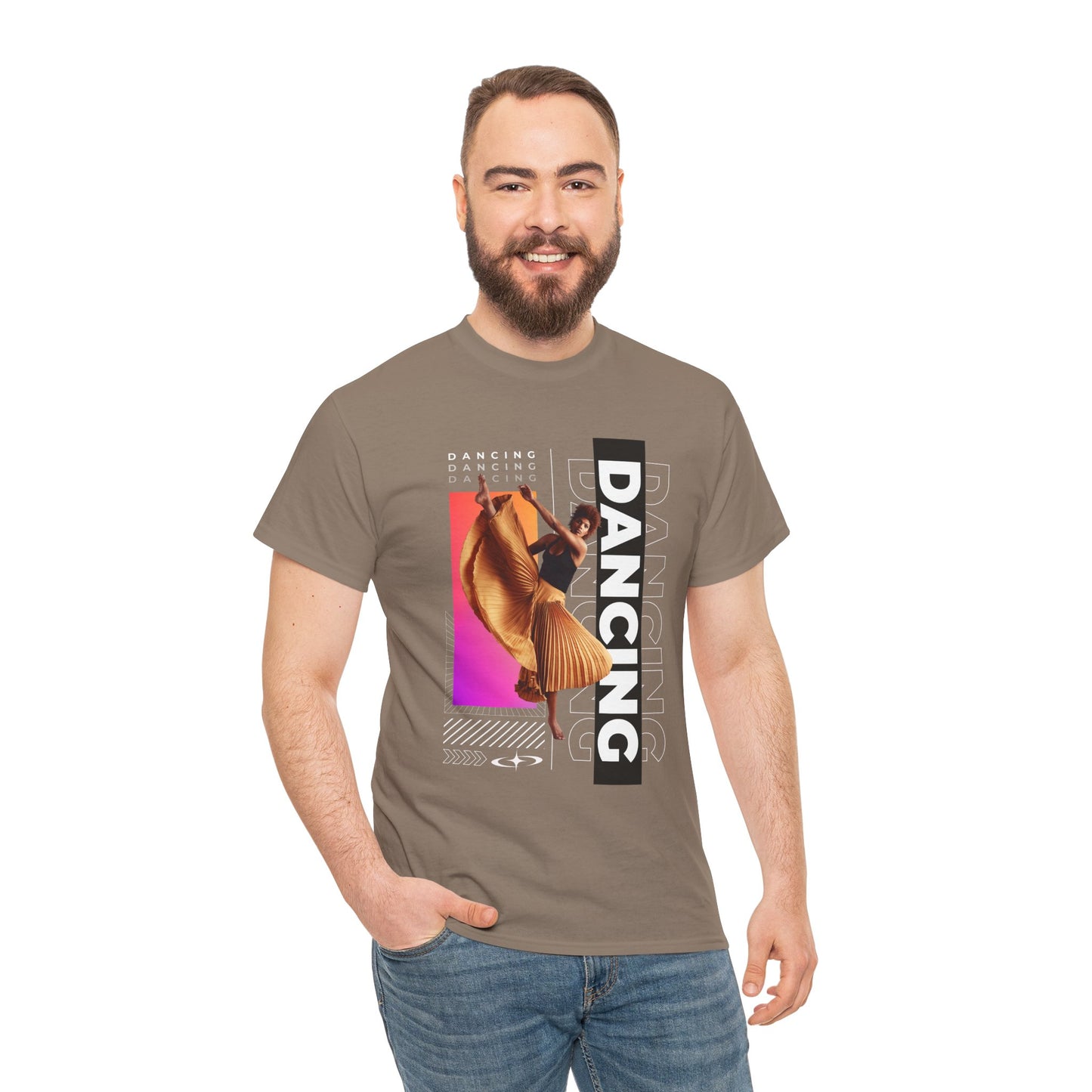 “Dancing” Streetwear-Inspired Female Dancer Unisex Heavy Cotton Tee – Urban Dance Graphic T-Shirt for Performers and Dance Lovers