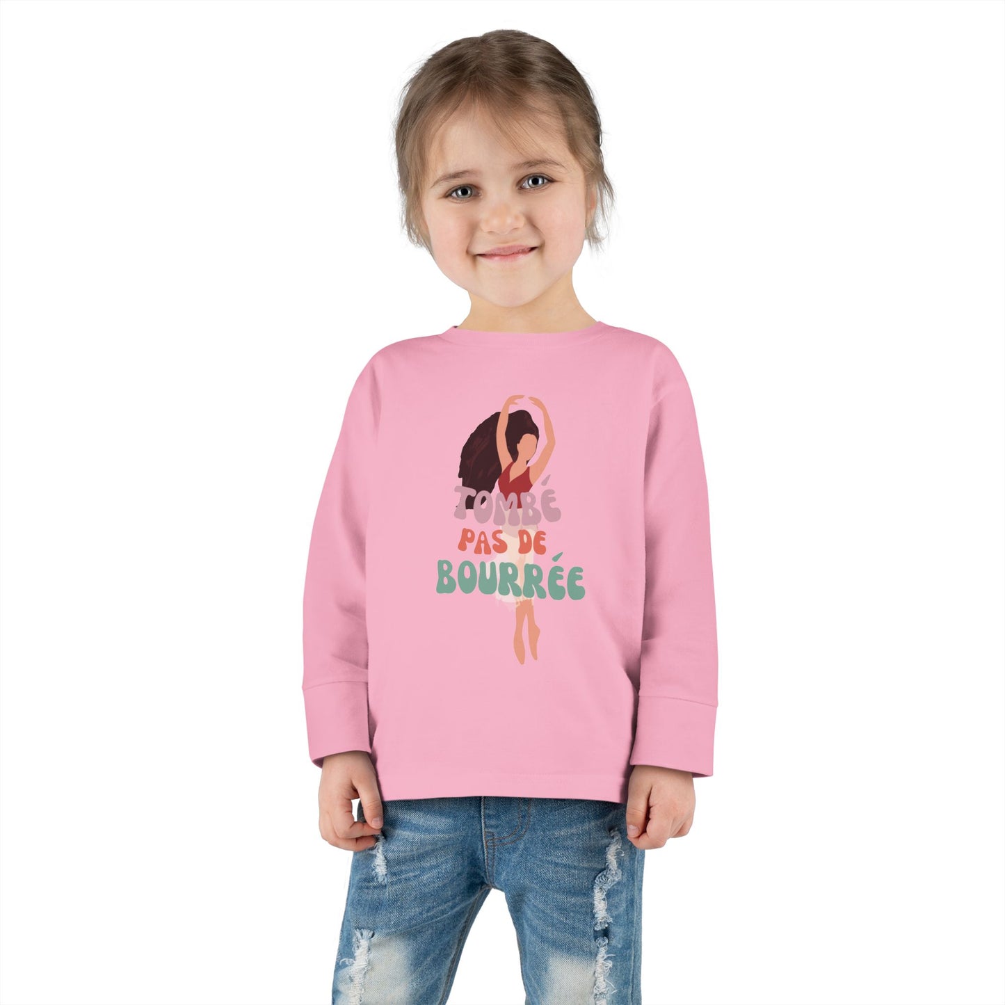 "Tombé Pas de Bourrée" Toddler Long Sleeve Dance T-Shirt – Ballet Dancer Graphic Shirt for Kids