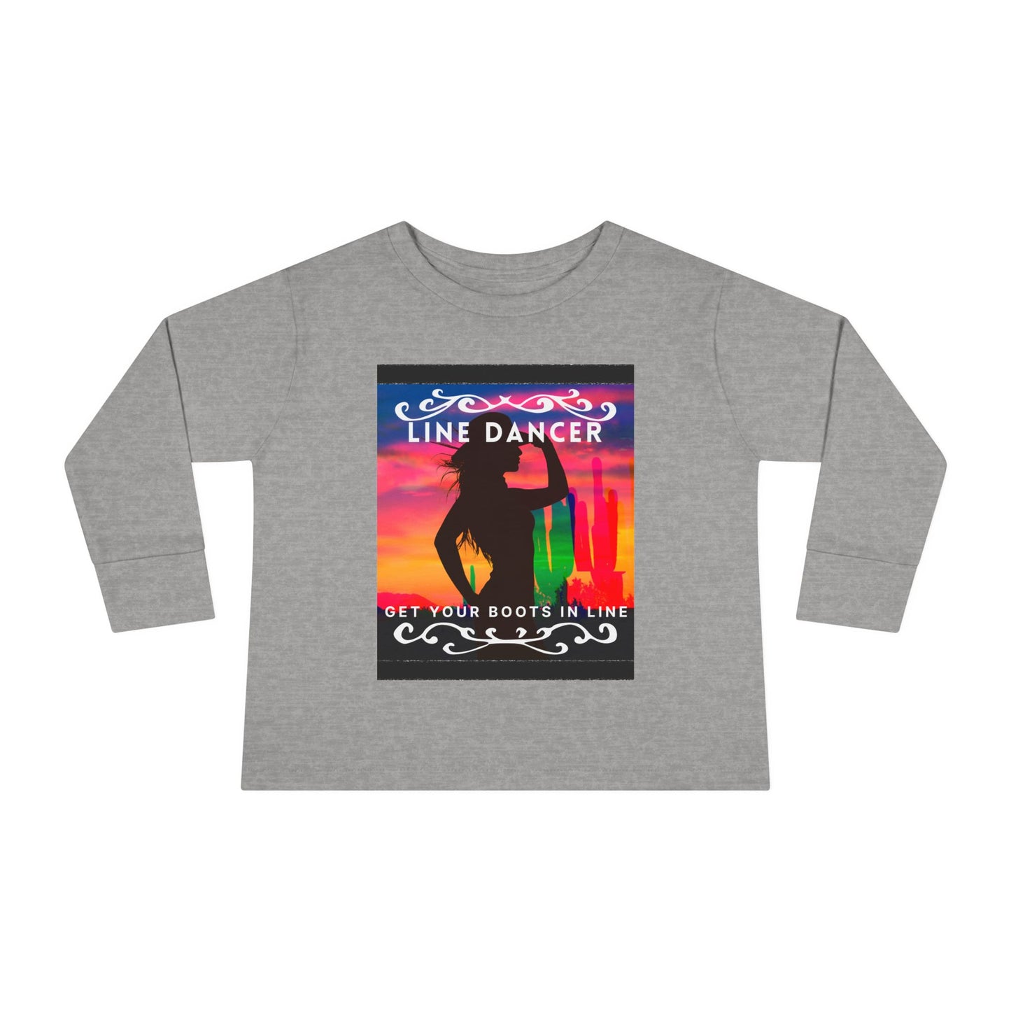 "Line Dancer – Get Your Boots in Line" Toddler Dance T-Shirt – Western-Inspired Long Sleeve Tee for Kids